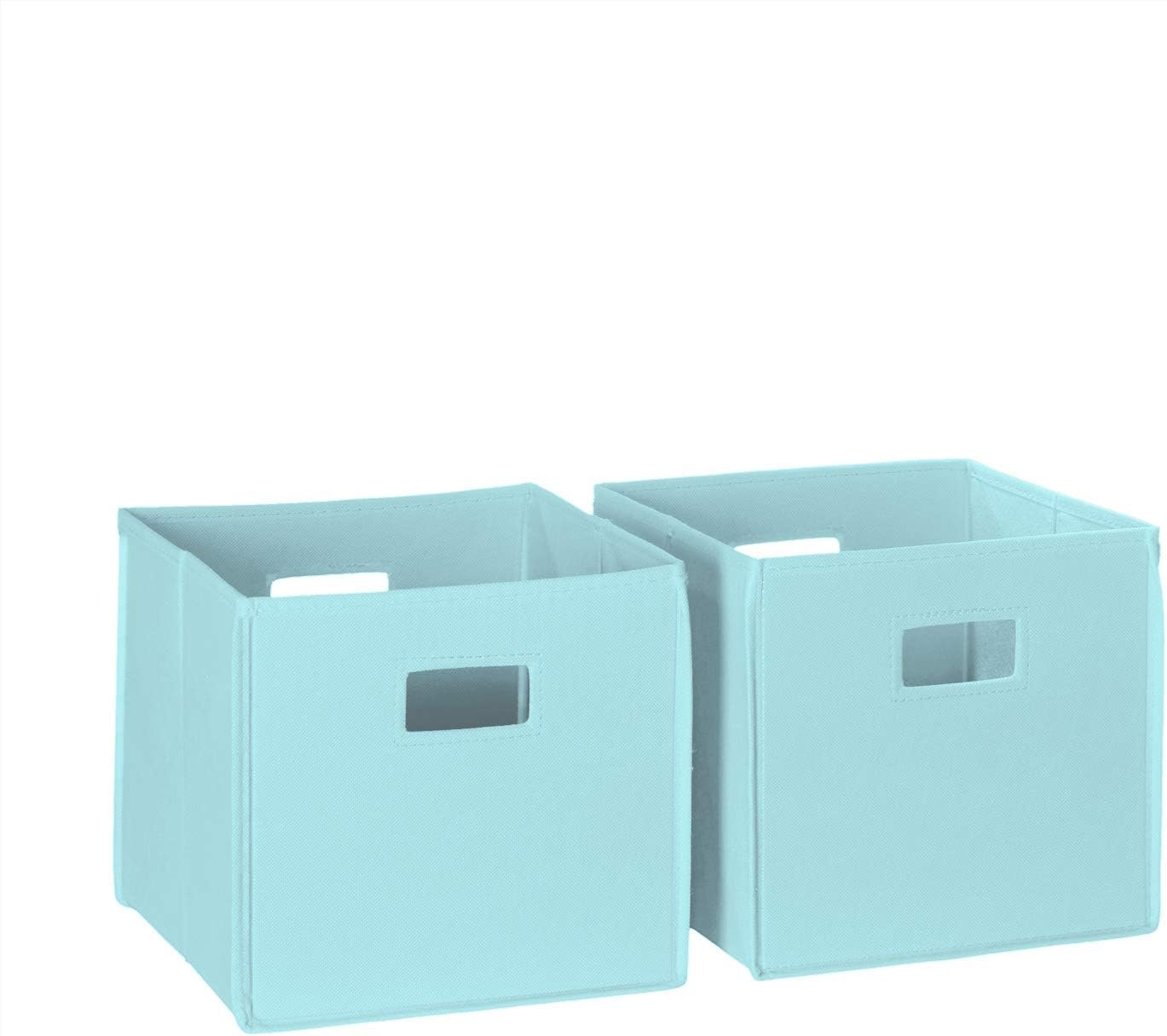 RiverRidge Folding Storage Bins – 2-pack of 10in Tall Aqua Cubes