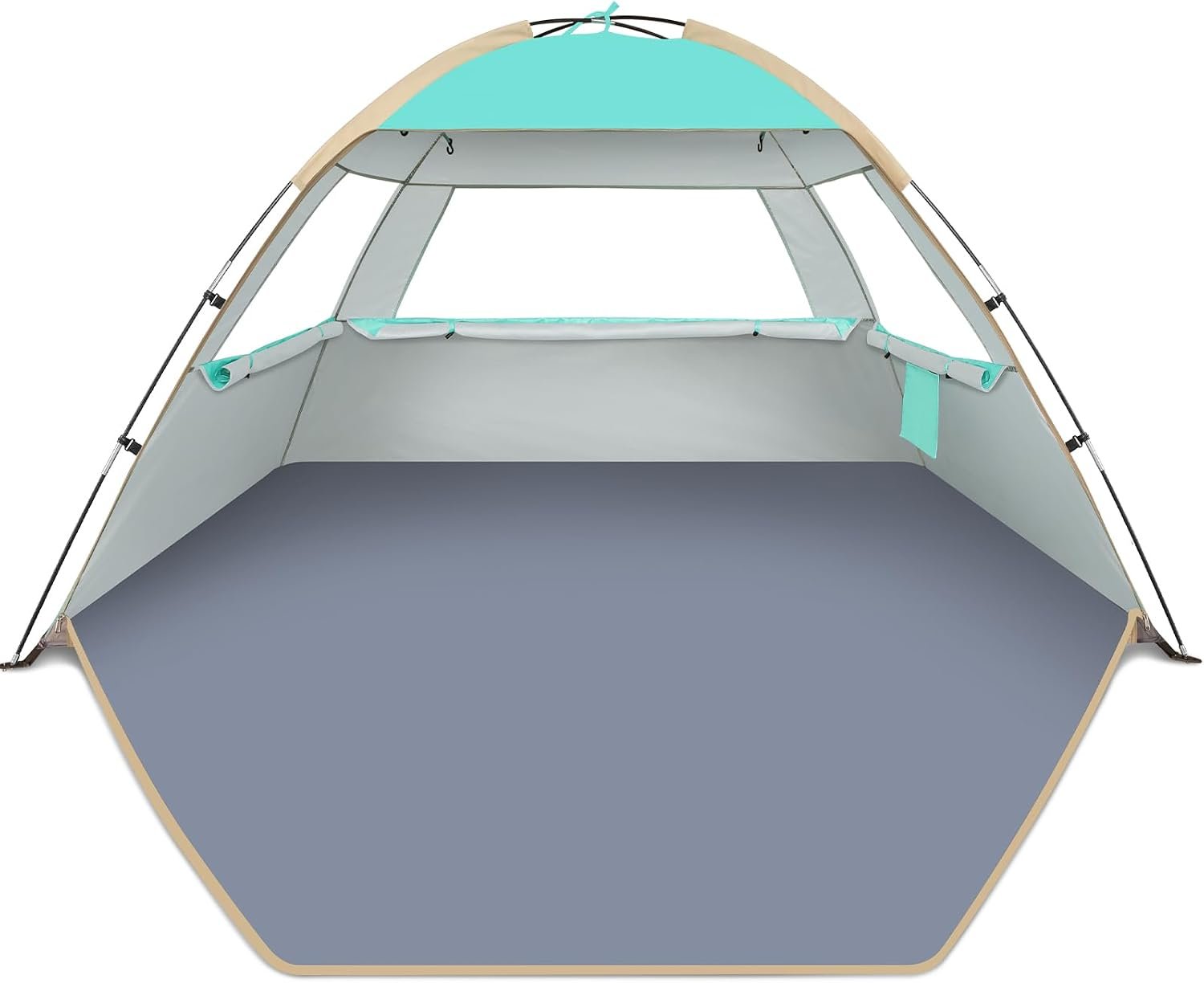 Gorich Beach Tent Sun Shelter for 3/4/6/8/10 Person with UPF 50＋ UV Protection, Lightweight & Easy Setup Beach Shade Canopy, Portable Beach Shade Tent Beach Cabana