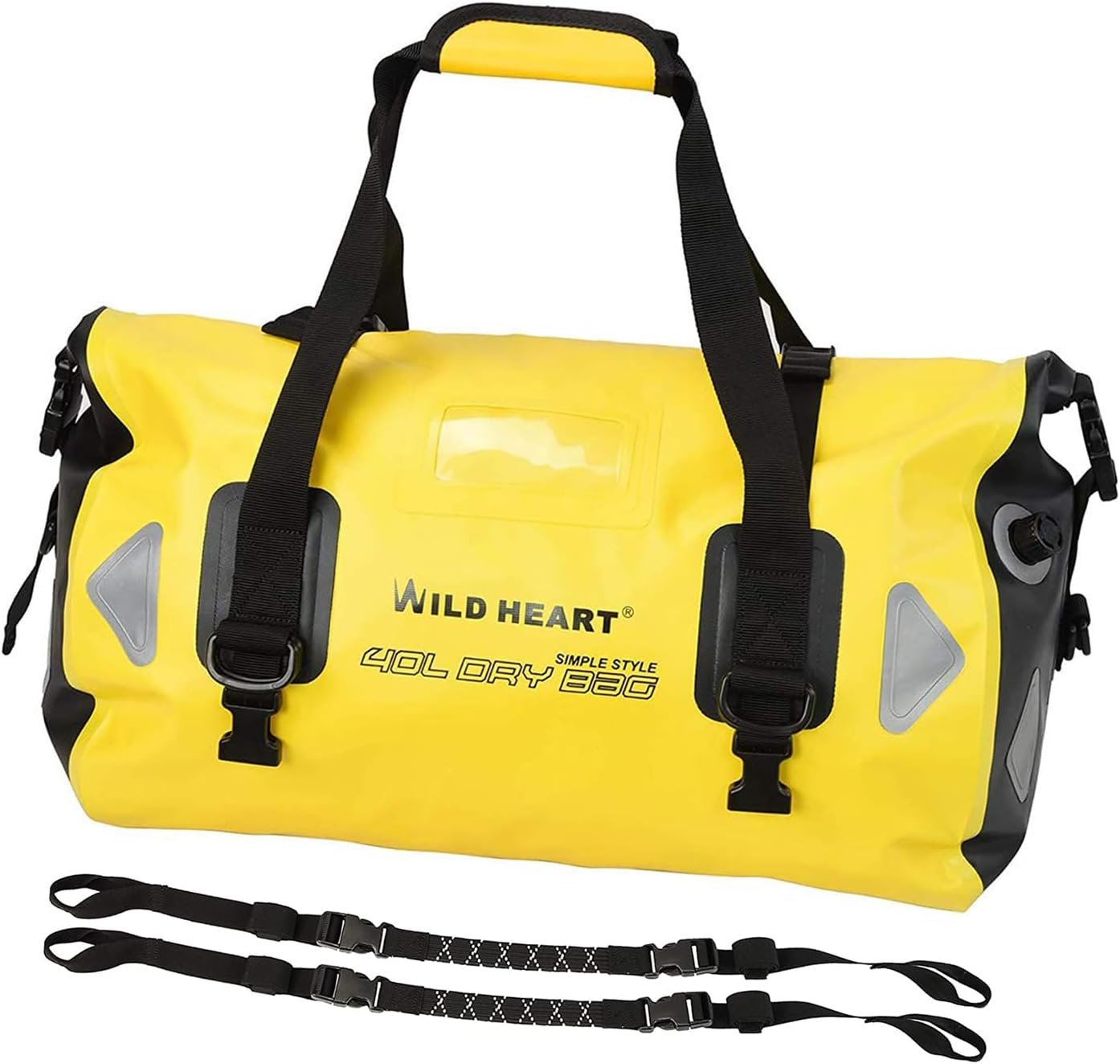 WILD HEART Waterproof Motorcycle Duffel Bag PVC500D With Rope Straps and Inner Pocket 40L 66L 100L for Kayaking, Camping, Boating,Motorcycle