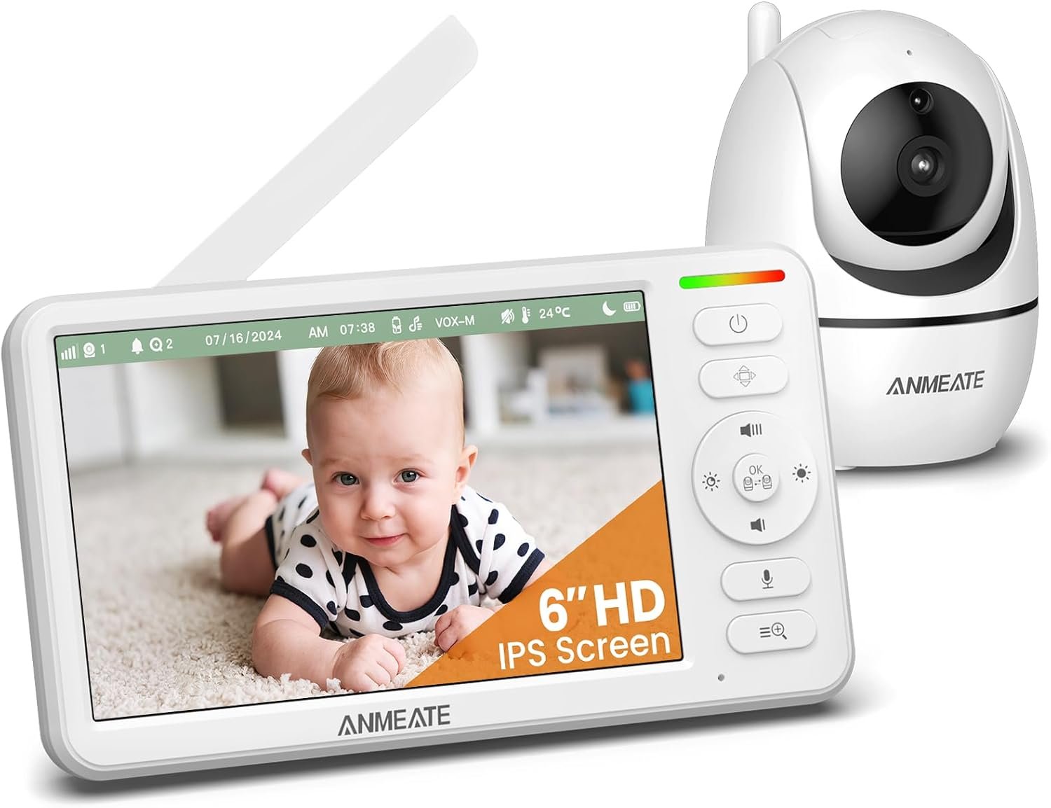 ANMEATE 6 Inch Baby Monitor with Camera and Audio