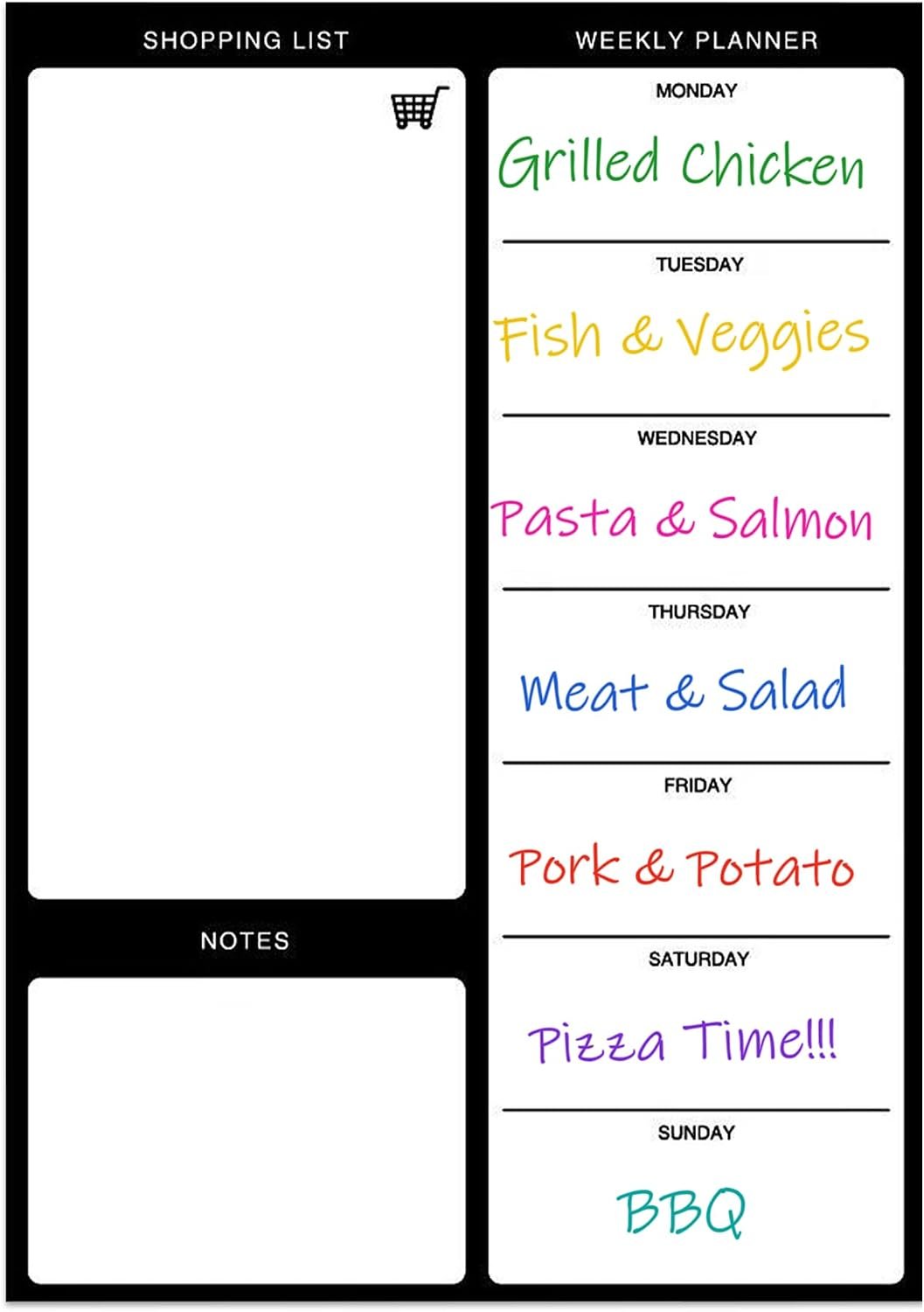 Magnetic Weekly Meal Planner, Fridge Dry Erase Menu Board (B)