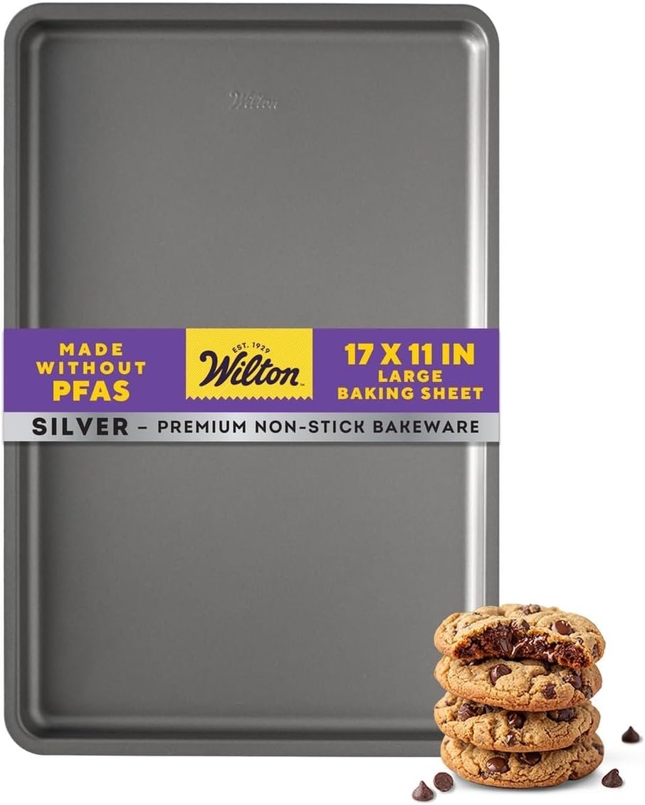 Wilton Silver Non-Stick Large Baking Sheet, Made Without PFAS, 17×11.5 in.