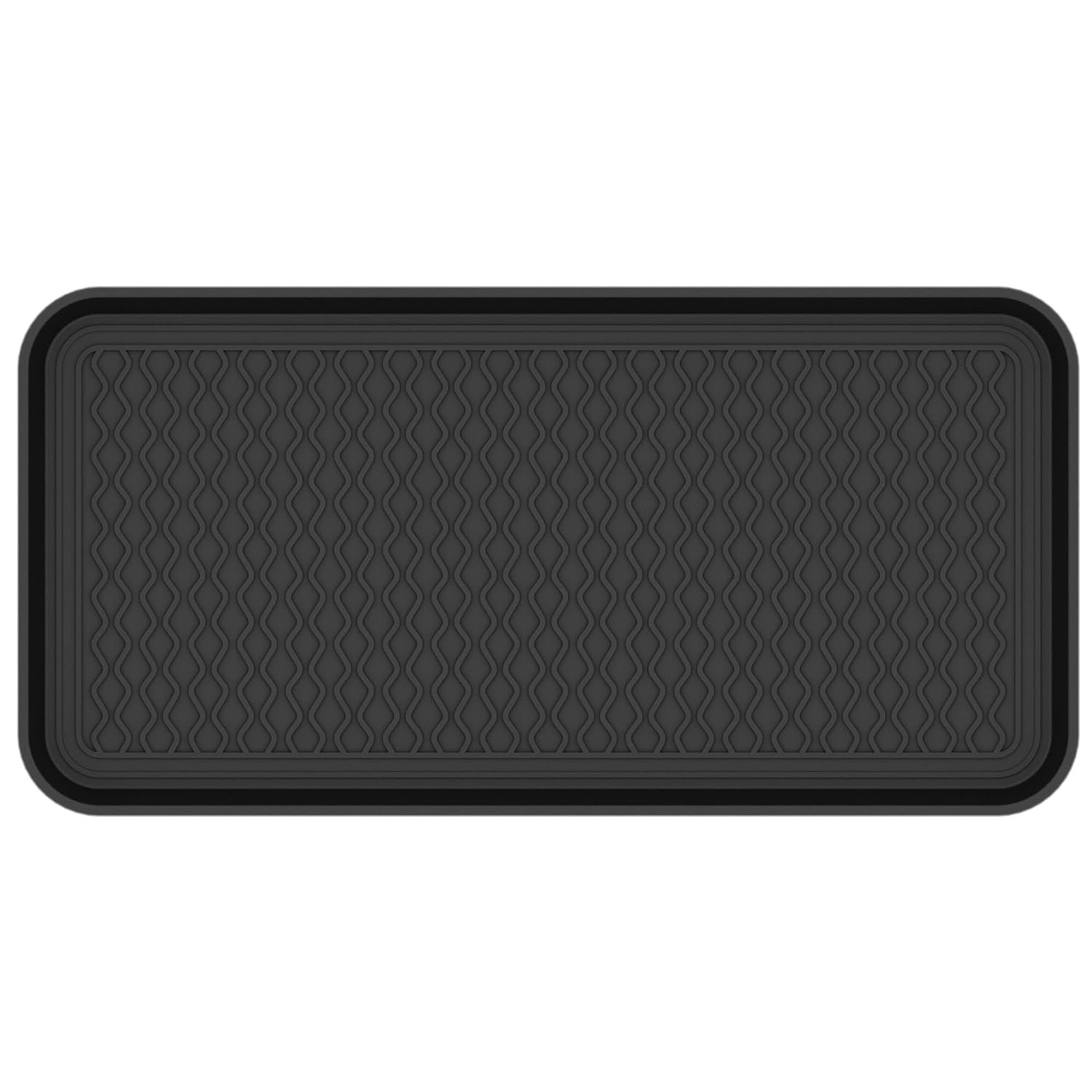 Ottomanson 15″ x 30″ Multi-Purpose Boot Tray – Waterproof Shoe & Pet Feeding Spill Tray, Litter Box & Pee Pad Holder, Painting & Planting Mat, 1.2″ Raised Edge Floor Protection