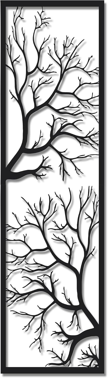 JEWLOVE Tree of Life Wall Art, 2 Pcs Vertical Metal Decor