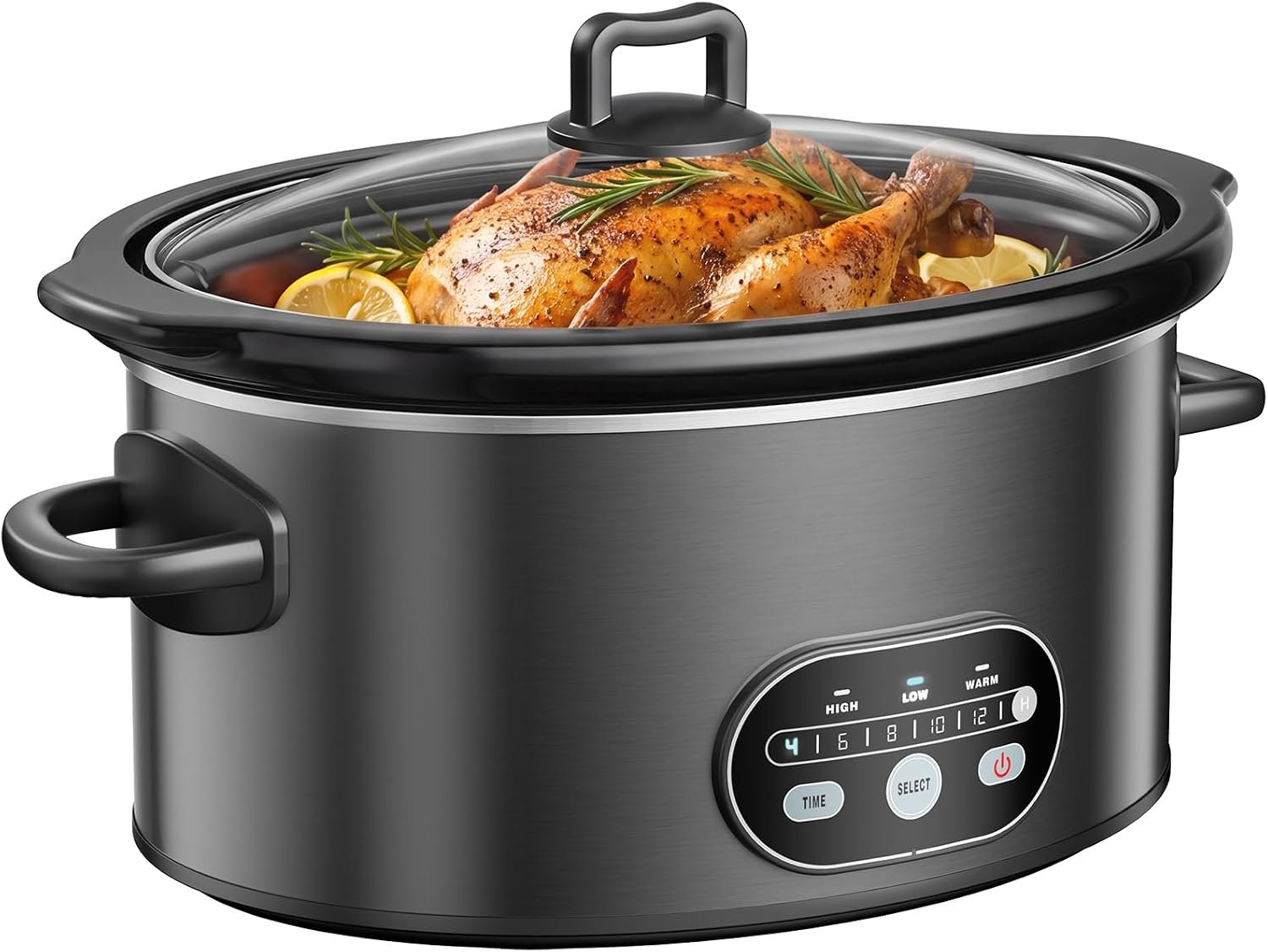 OLIXIS Slow Cooker 8 Quart, Ceramic Nonstick Coating, Programmable Slow Cooker with Dishwasher Stoneware Pot and Tempered Glass Lid, Multi Cookers with 3 Temperature, 35in Tangle Free Cord, Black