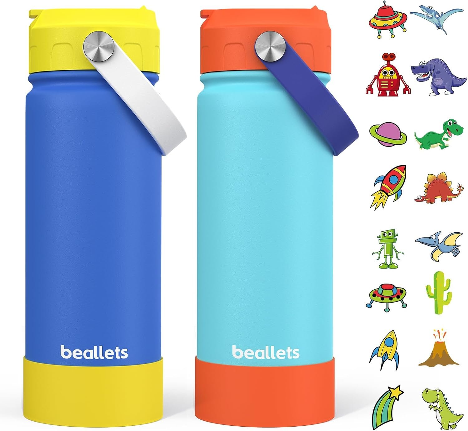 18oz Kids Insulated Water Bottle, 2 Pack Straw Cup