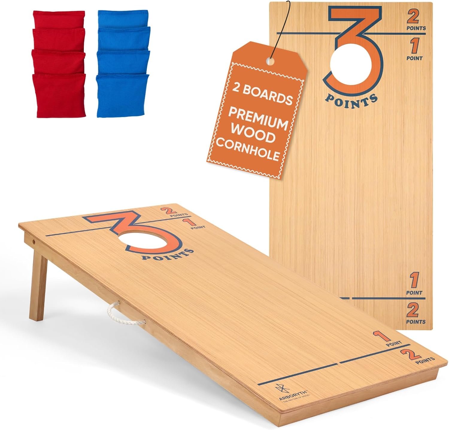 Regulation Cornhole Board Set – Premium Solid Wood,8 Cornhole Bags