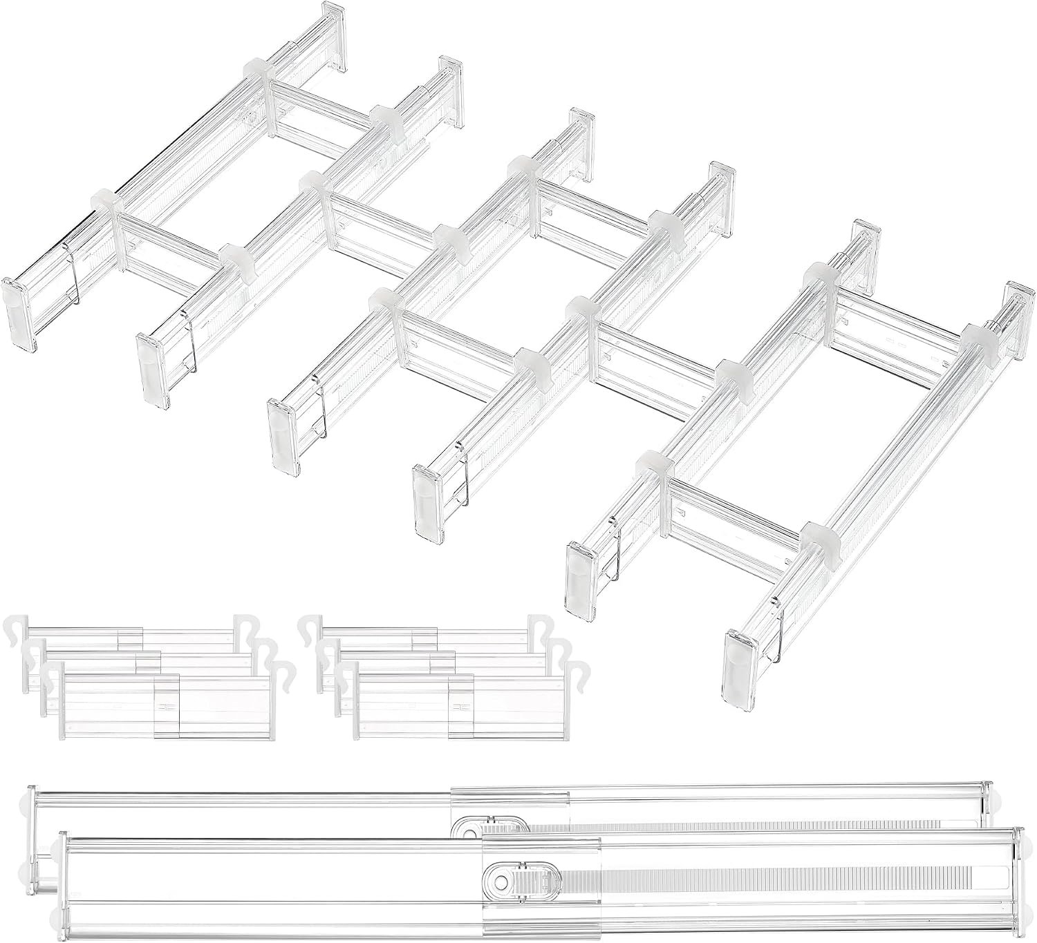 Vtopmart 2.36″ Drawer Dividers with Expandable Inserts, 12.8″-22.3″, 8 Pack