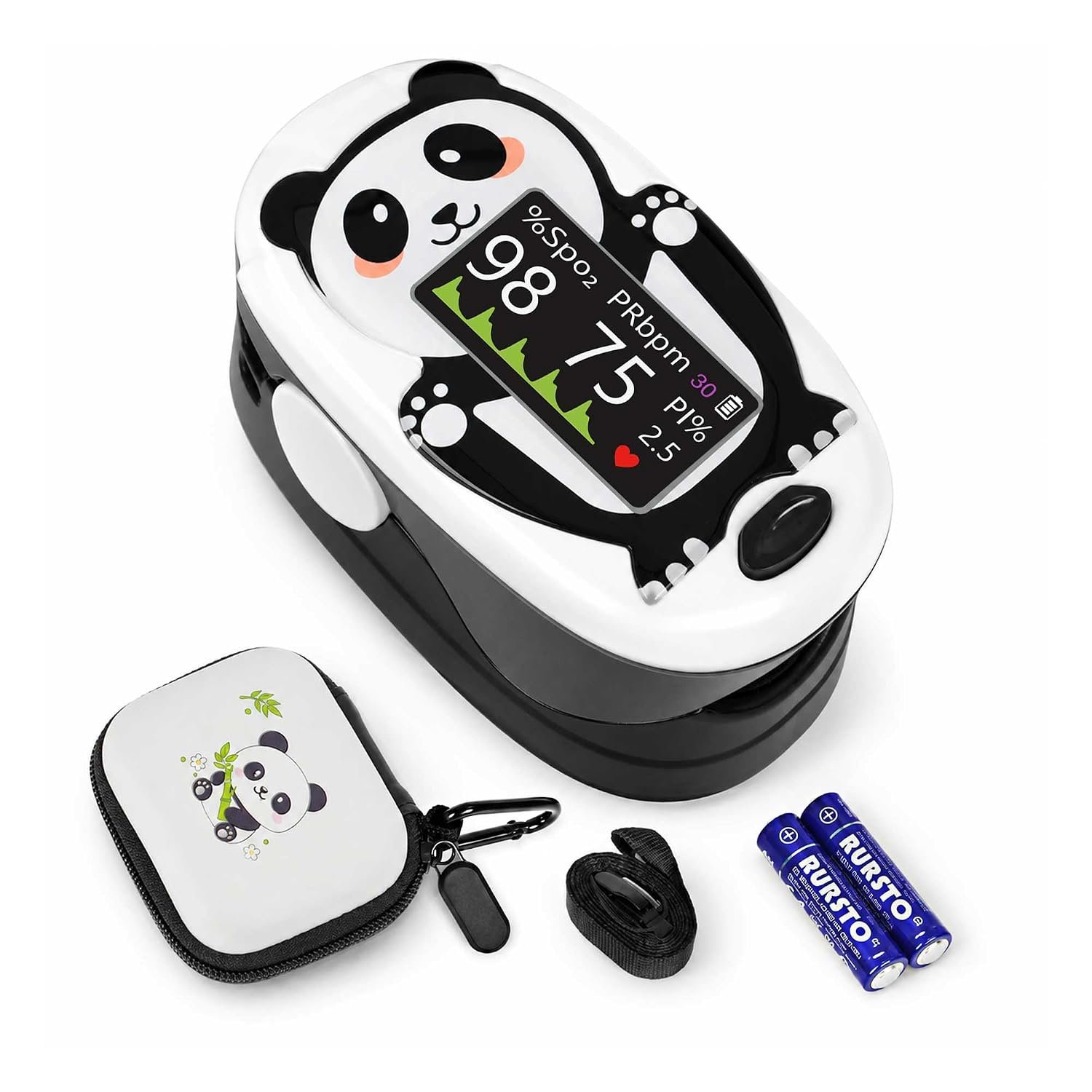 Pulse Oximeter Fingertip for Small Fingers with Panda Case