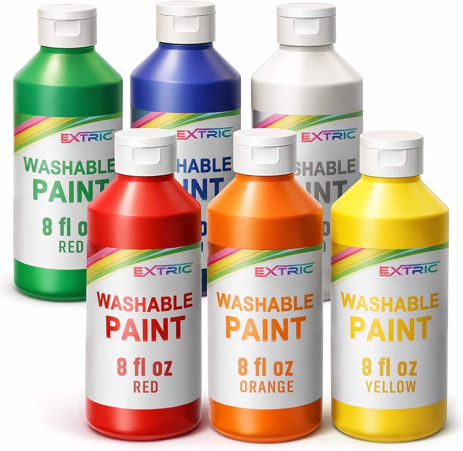 EXTRIC Washable Paint for Kids 6 PK x 8oz Bottles Tempera Finger Paints