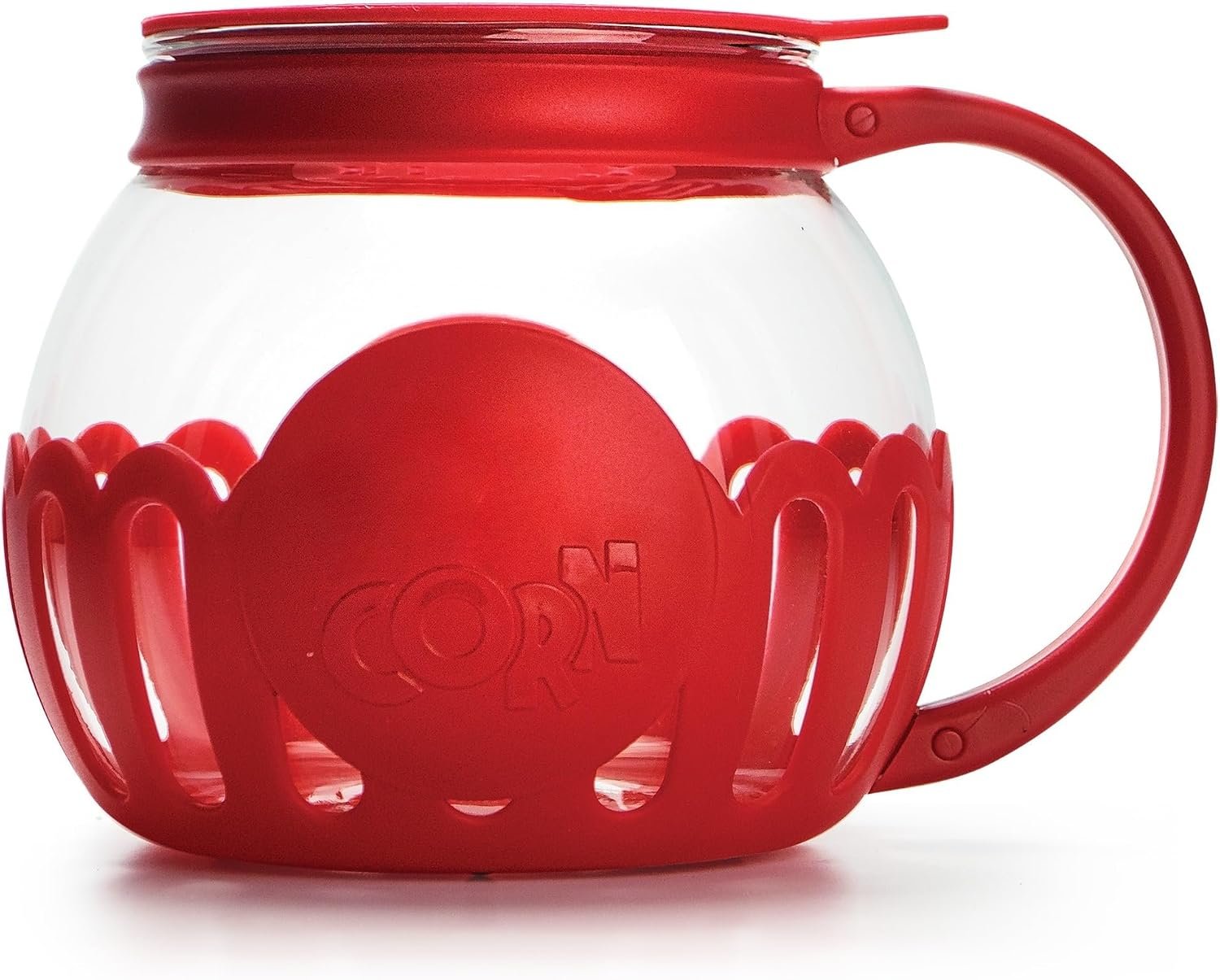 1.5 Qt Microwave Popcorn Maker Borosilicate Glass Popcorn Popper Red