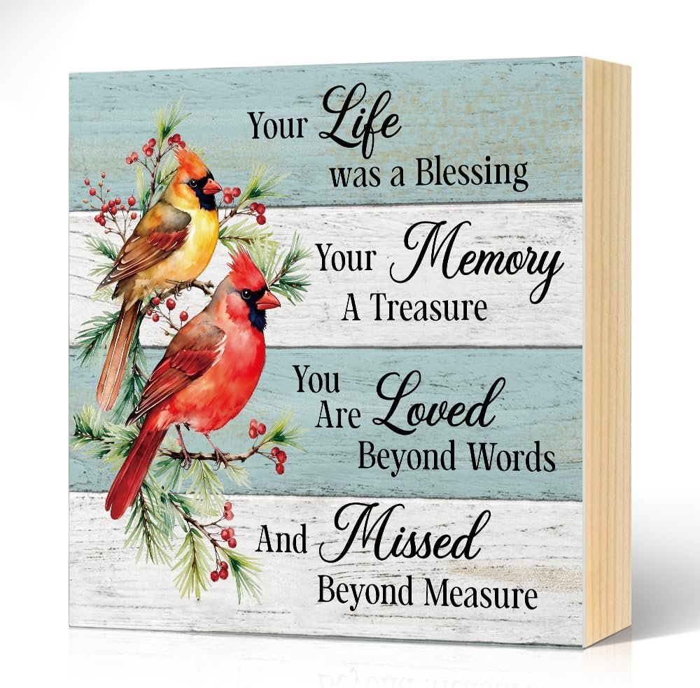 Your Life Was A Blessing Wood Block Plaque Box Sign 5.9×5.9