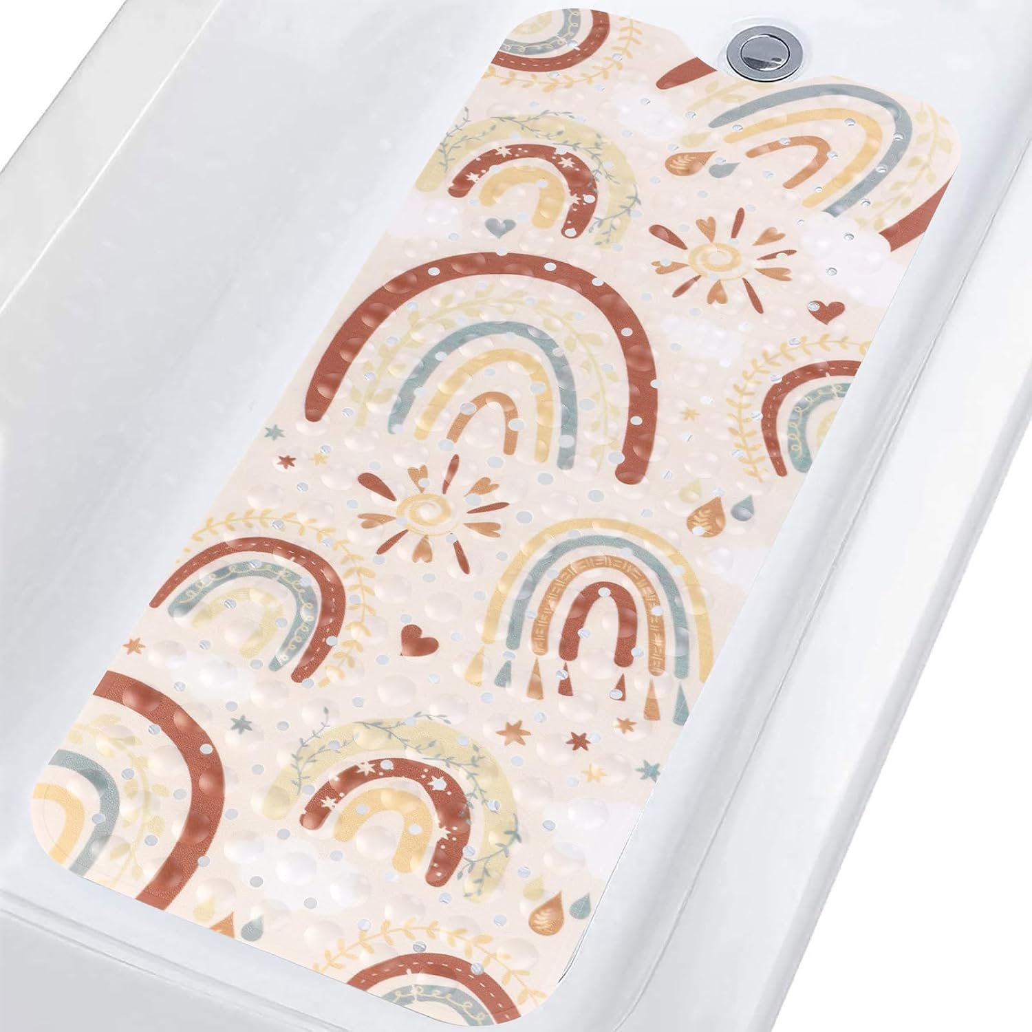 Topotdor Kids Bathtub Mat Non Slip, Tub Mat with Suction Cups 40×16 Inch