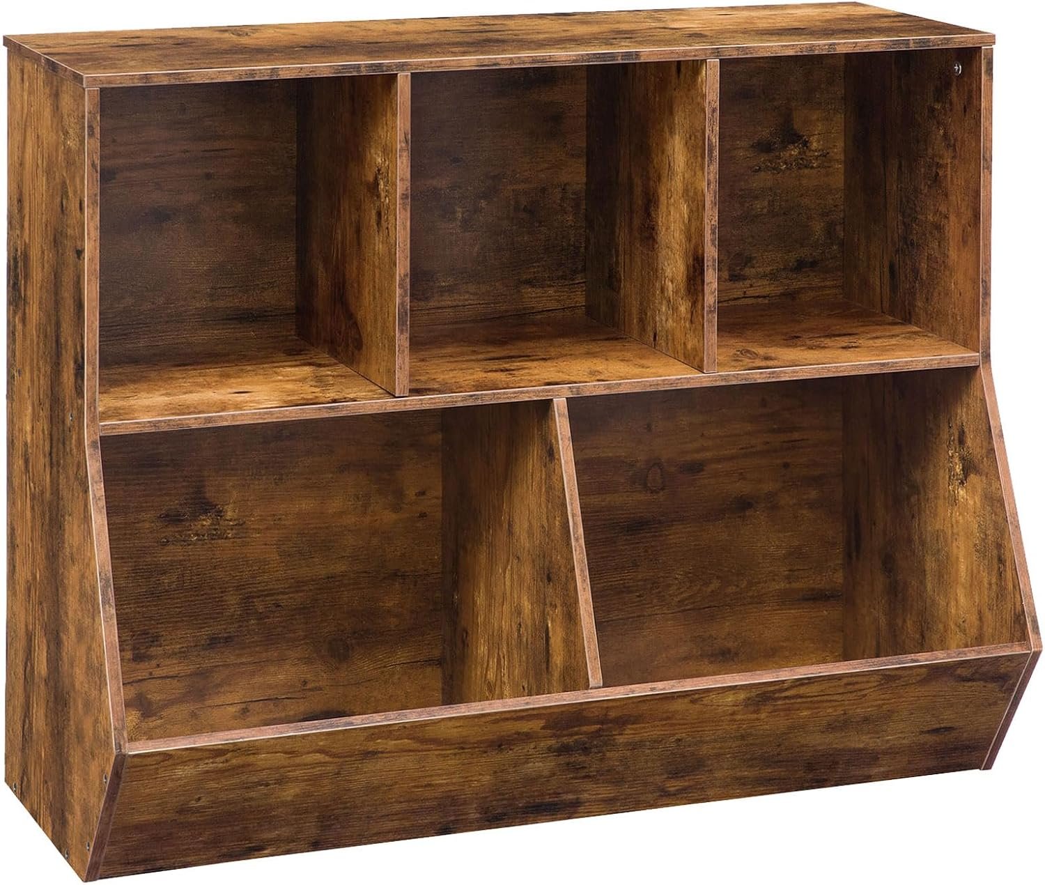 HOOBRO Kids Bookshelf, Bookcase Footboard, Toy Storage Cubby, 35.4″ L Children’s Toy Shelf, Toy Storage Cabinet, Fit for Children’s Room, Playroom, Hallway, Kindergarten, Rustic Brown BF32CW01