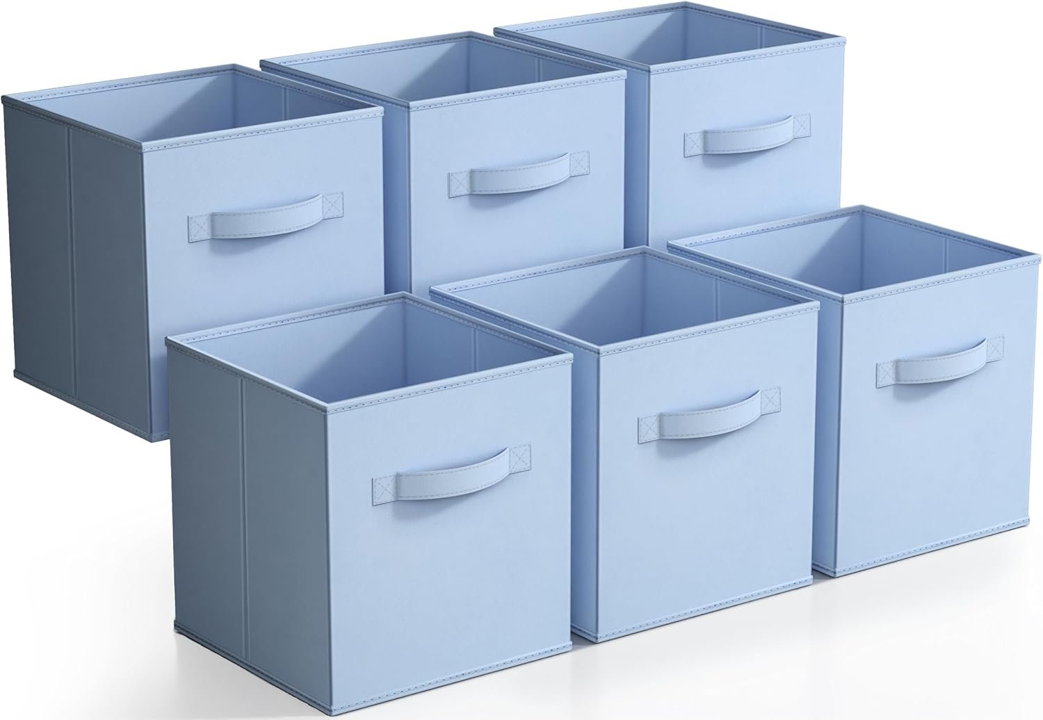 Sorbus Fabric Storage Cubes, 6-Pack Foldable Bins (11 Inch, Pastel Blue)