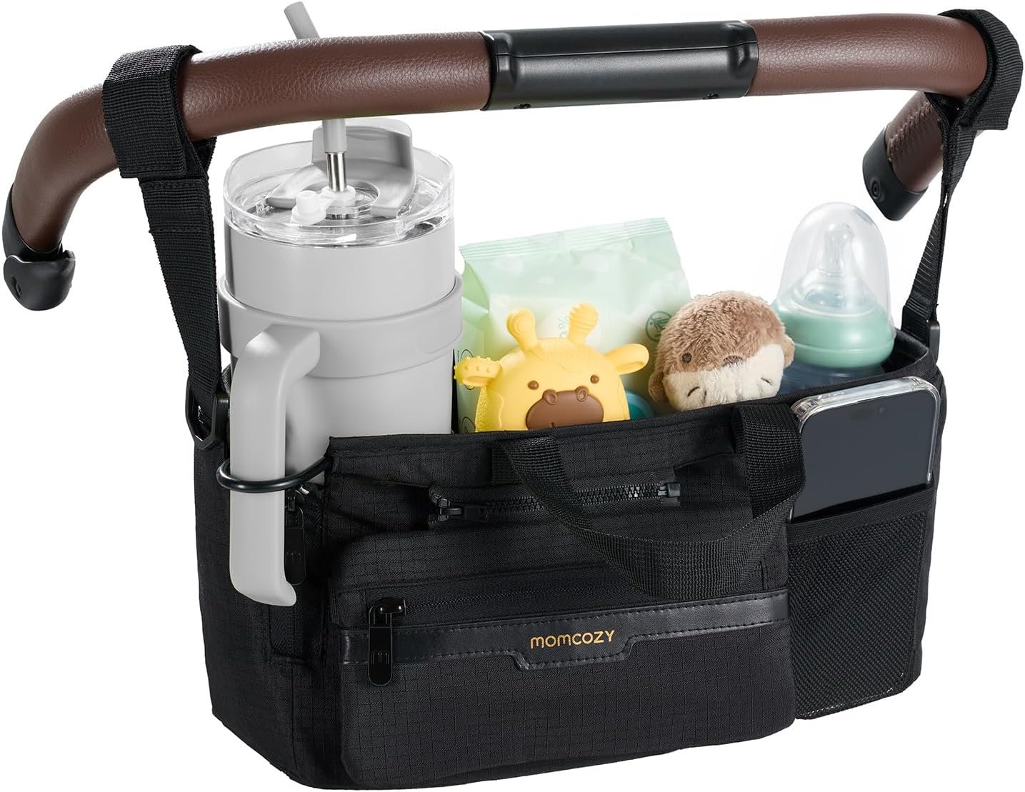 Momcozy Stroller Organizer with 40 oz Tumbler Holder, Non-Slip Straps
