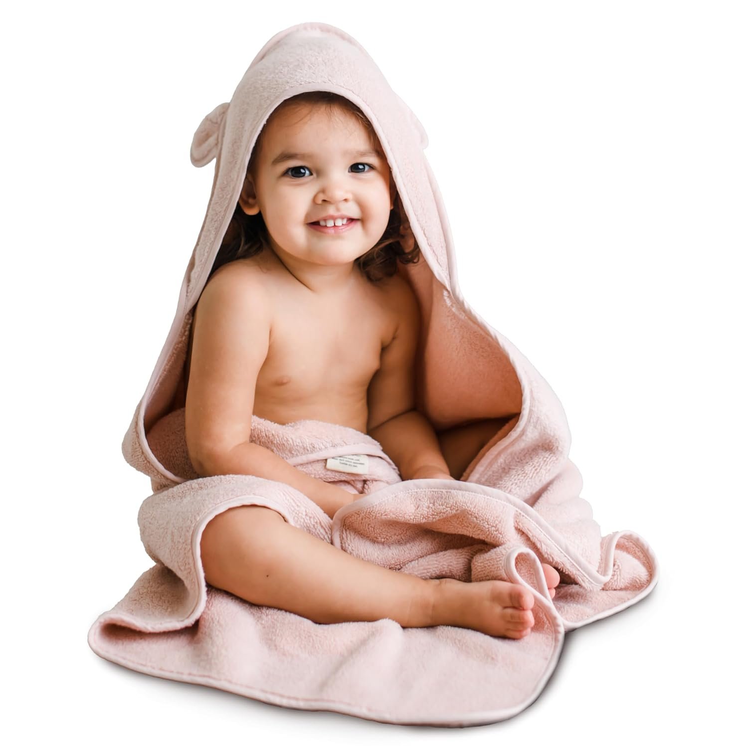 Natemia Hooded Baby Bath Towel – 100% Organic Cotton Baby Towels for Newborns, Toddlers, Boys, Girls – Soft Absorbent 450 GSM – Gentle on Sensitive Skin – Baby Shower Registry Gift (35″ x 35″)