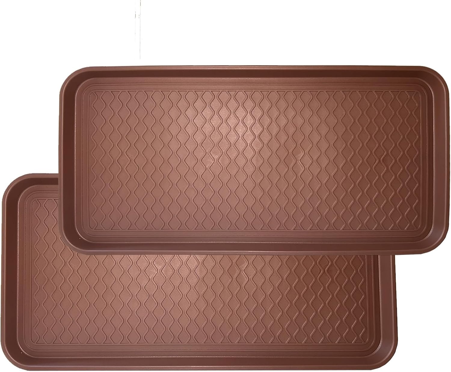 Large Multifunctional Boot Tray 2 Pack Boot Mat Washable Indoor or Outdoor Tray Mat for Shoes Boots Plants Pots Paint Tins Pet Bowls Car Storage, 30 x 15 x 1.2 Inches (Brown)