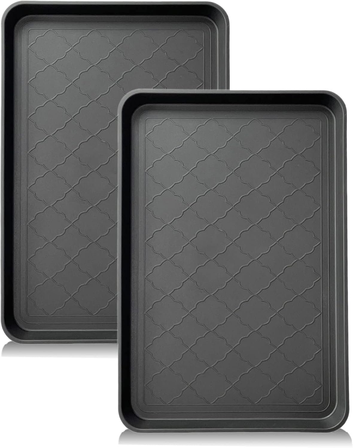 PetLike Boot Tray for Entryway Indoor, Pet Food Mat, 23 x 15.5 inch 2 Packs, Waterproof Heavy Duty Shoe Tray for Indoor and Outdoor, Multi-Purpose Trays for Boots, Shoes, Pets, Garden