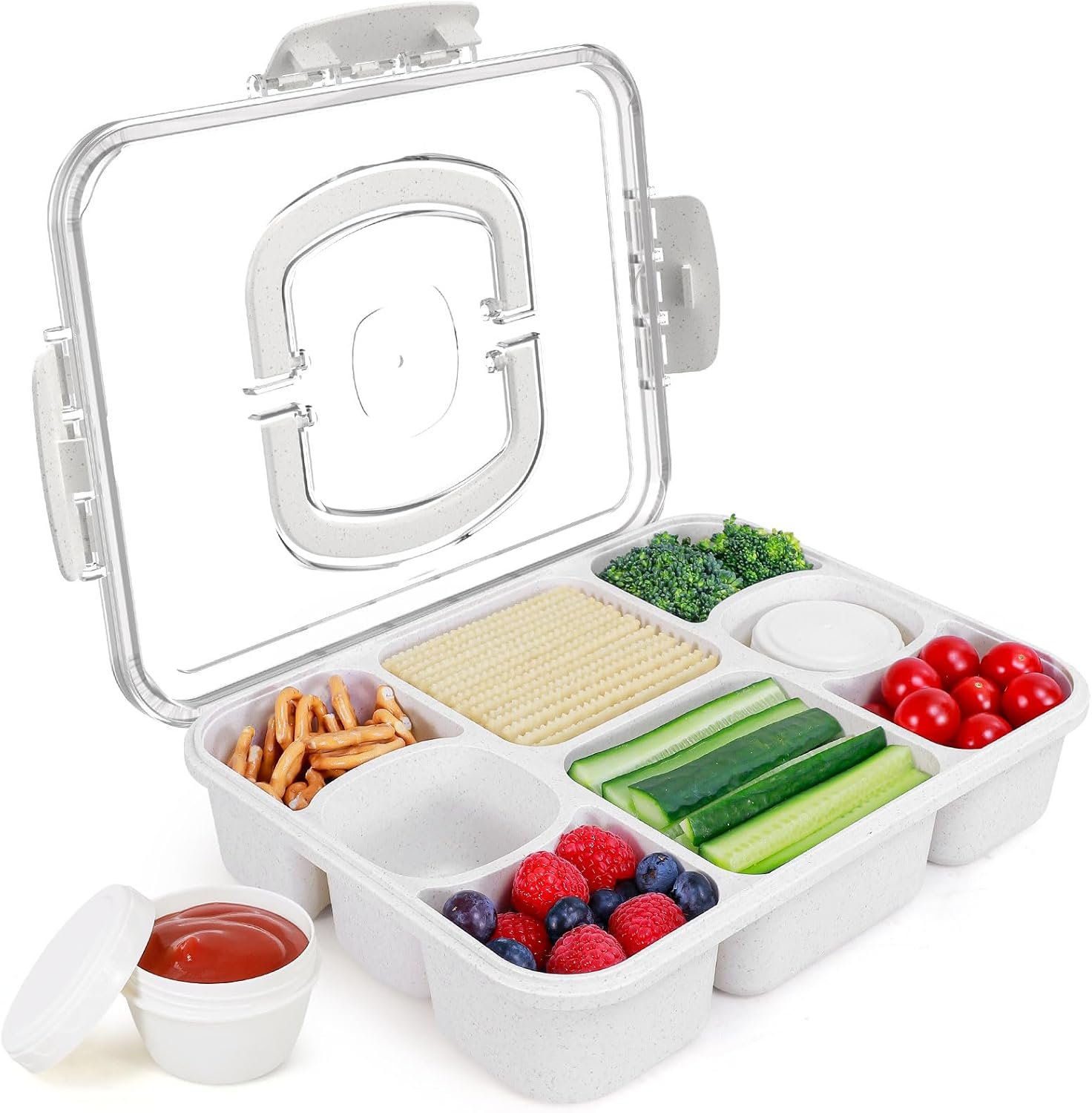 Large Snackle Box Container with 2 Sauce Cups