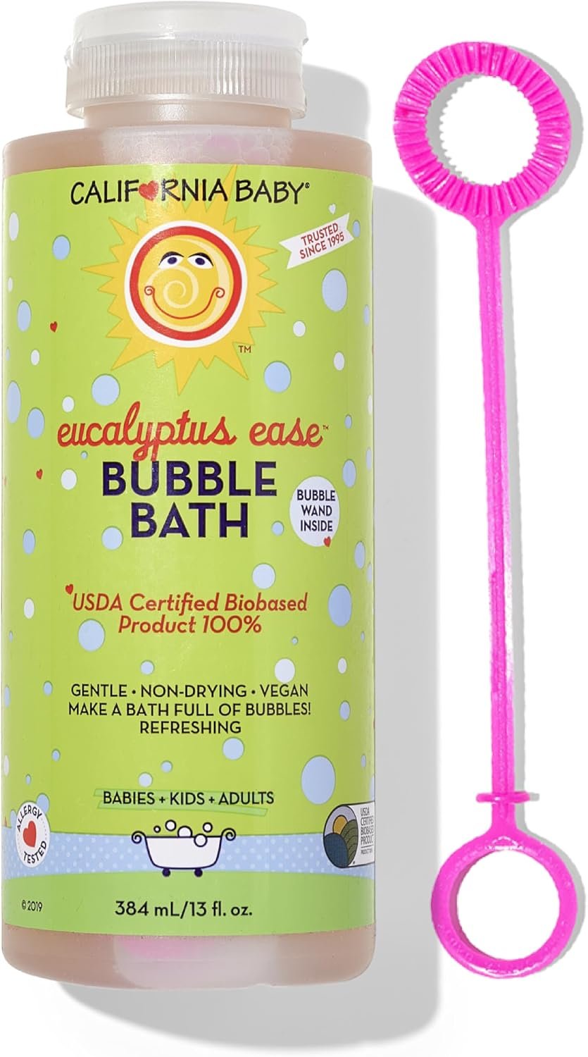 California Baby Eucalyptus Bubble Bath | 100% Plant-Based Kids Bubble Bath | Soothing Baby Bubble Bath | Free Bubble Wand Inside | 384 mL / 13oz