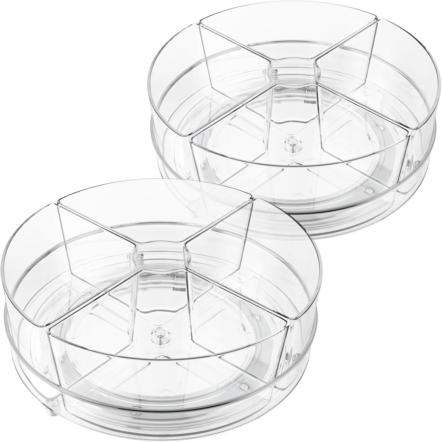 2 Pack Lazy Susan Organizer, 9 inch Rotating Storage Organizer with Bins