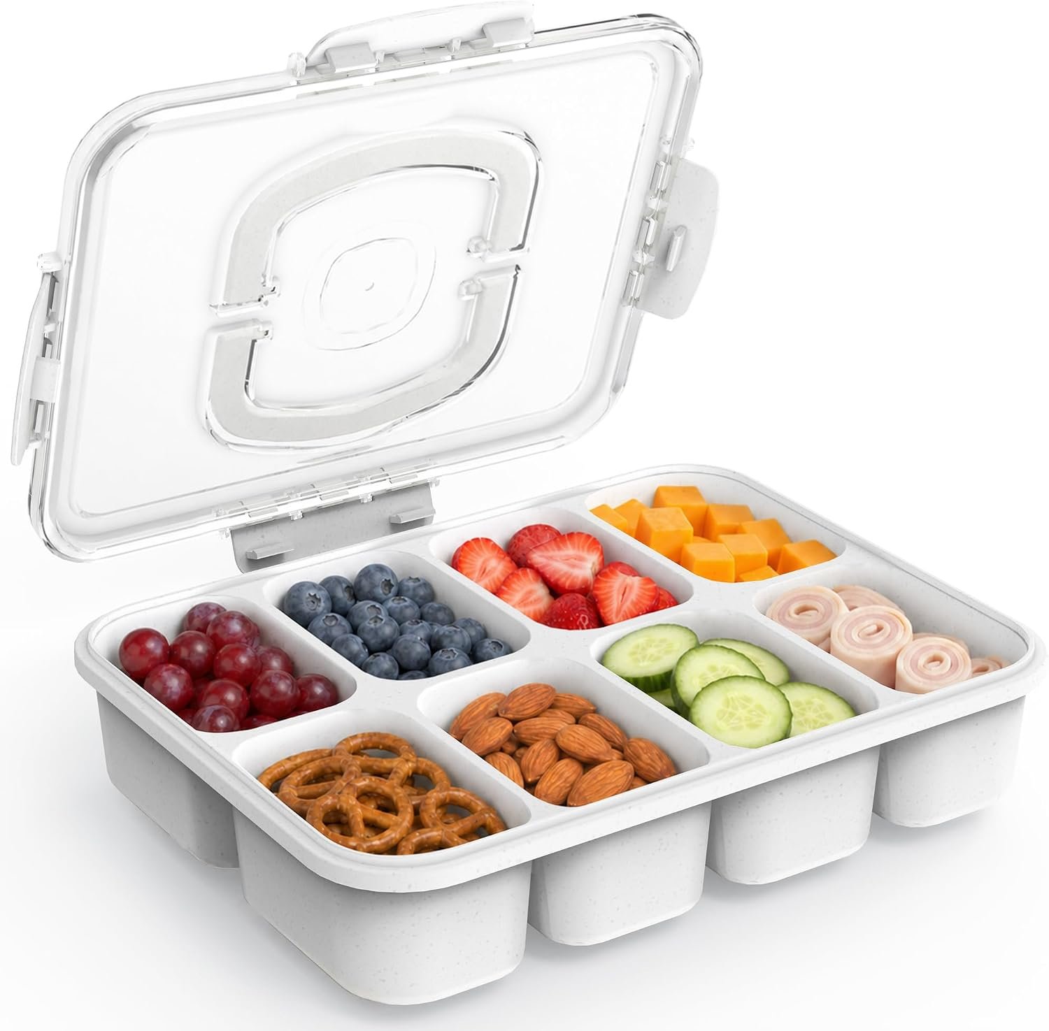 Snackle Box Container, Large Snack Tray with Lid and Handle
