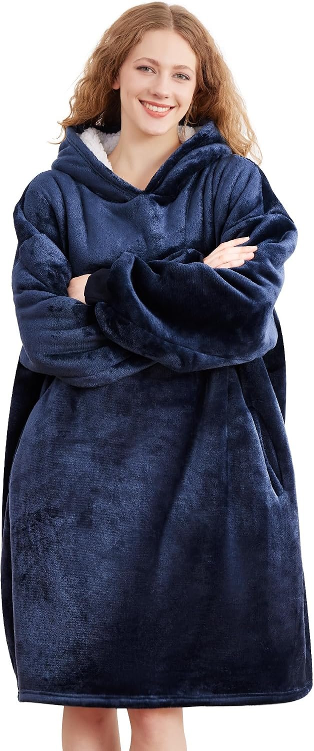 AmyHomie Wearable Blanket Hoodie, Oversized Warm Sherpa for Adults Teens