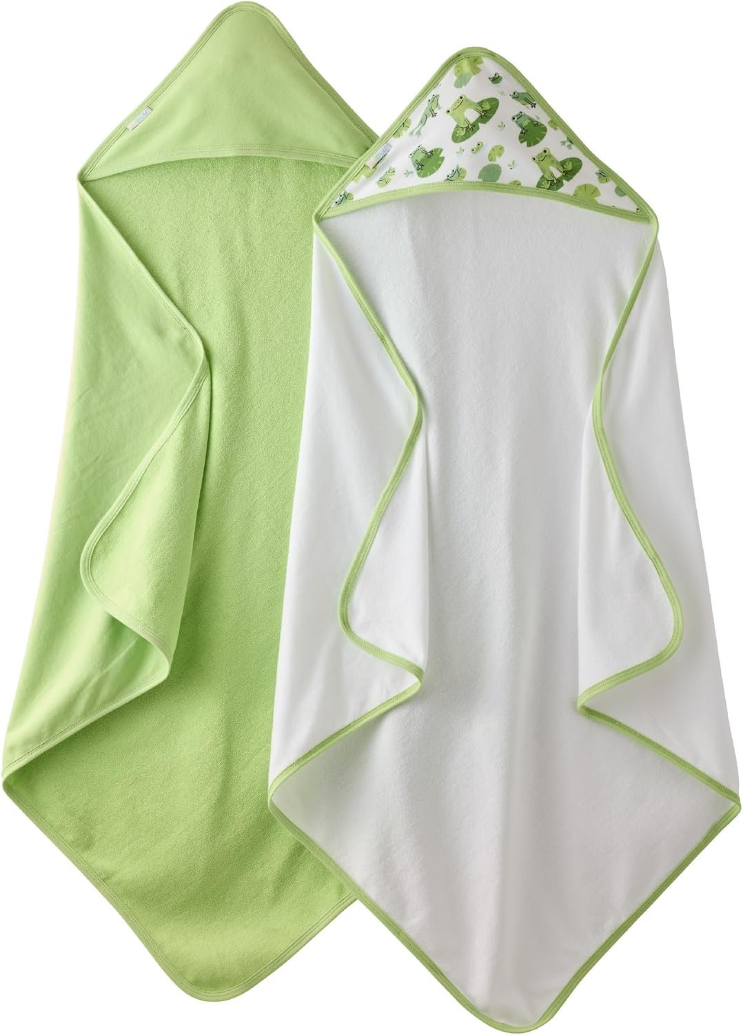 Butterblu Harper – 100% Organic Cotton Hooded Towels, 2-Pack, Leaf Frog