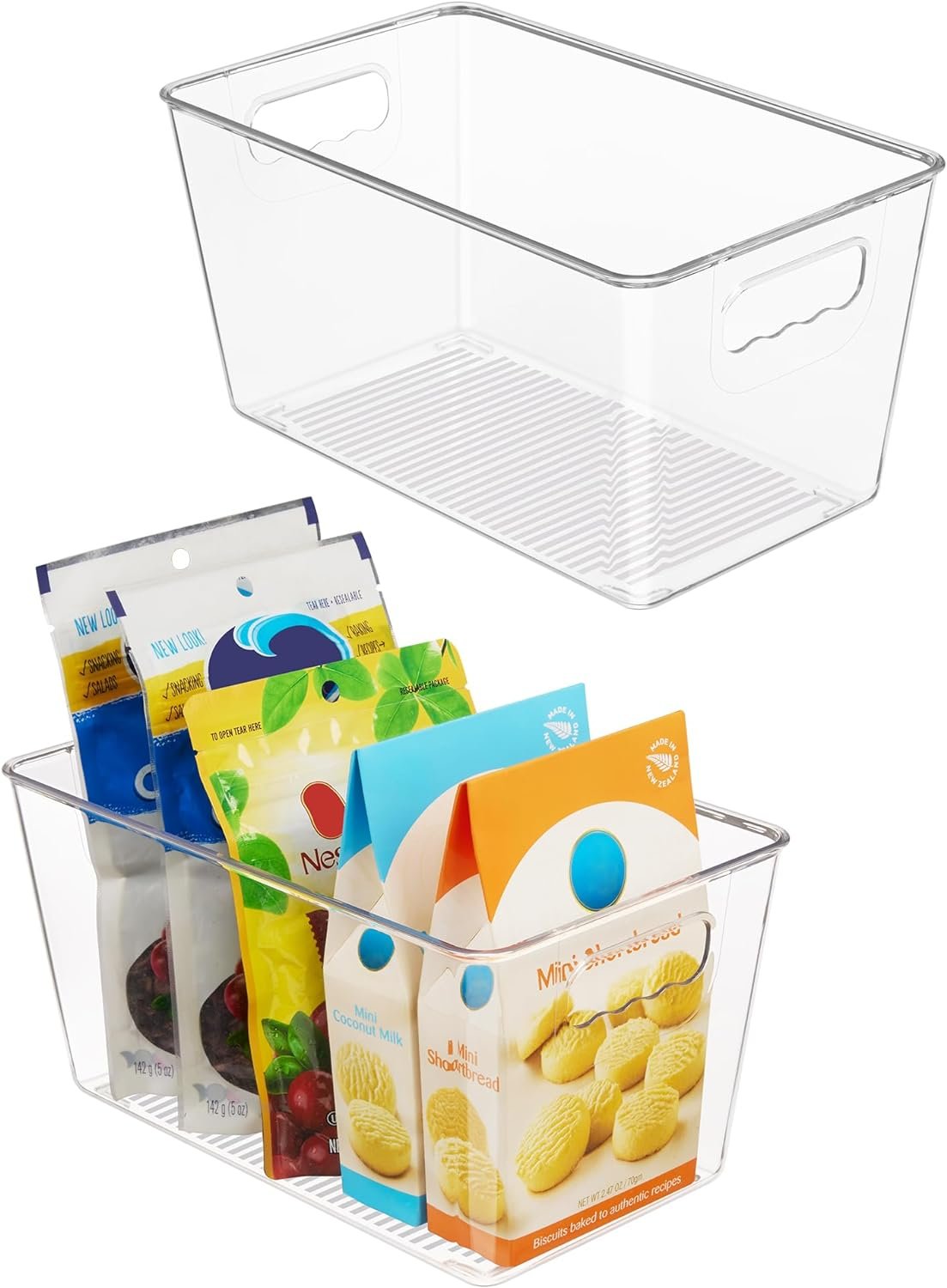 Vtopmart 2 Pack Clear Storage Bins, Pantry Cabinet Organizer Bins, Medium