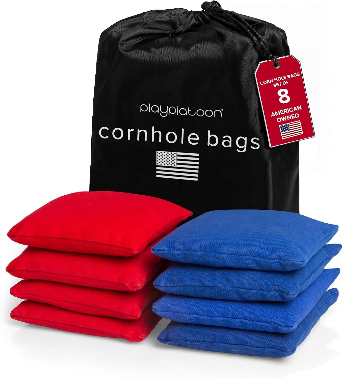 Play Platoon Cornhole Bags Set of 8 Regulation Size & Weight Duck Cloth