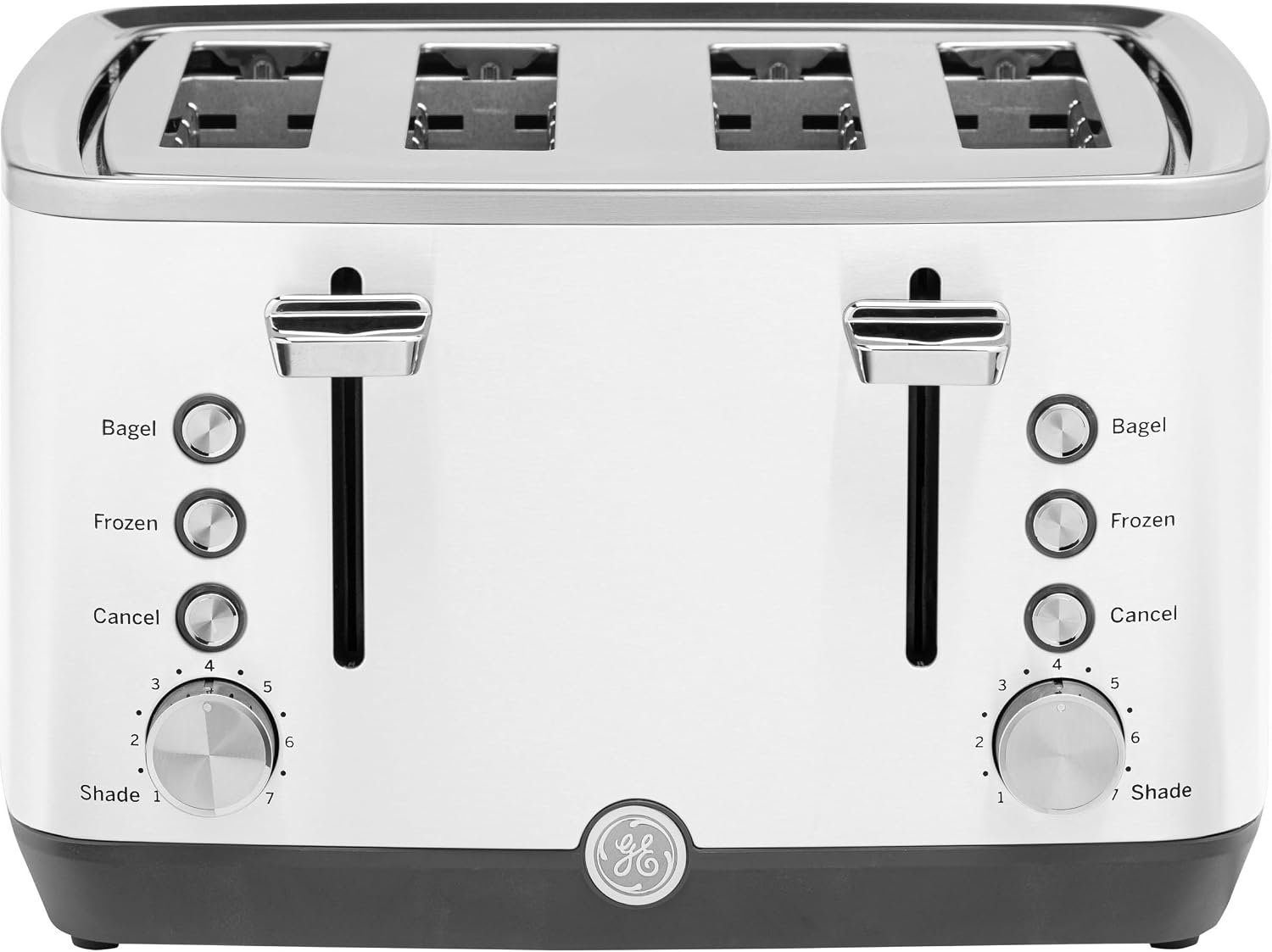 GE 4 Slice Toaster | Extra Wide Slots for Bagels, Breads, Waffles & More | 7 Shade Options | Countertop Kitchen Essentials | 1500 watt, White