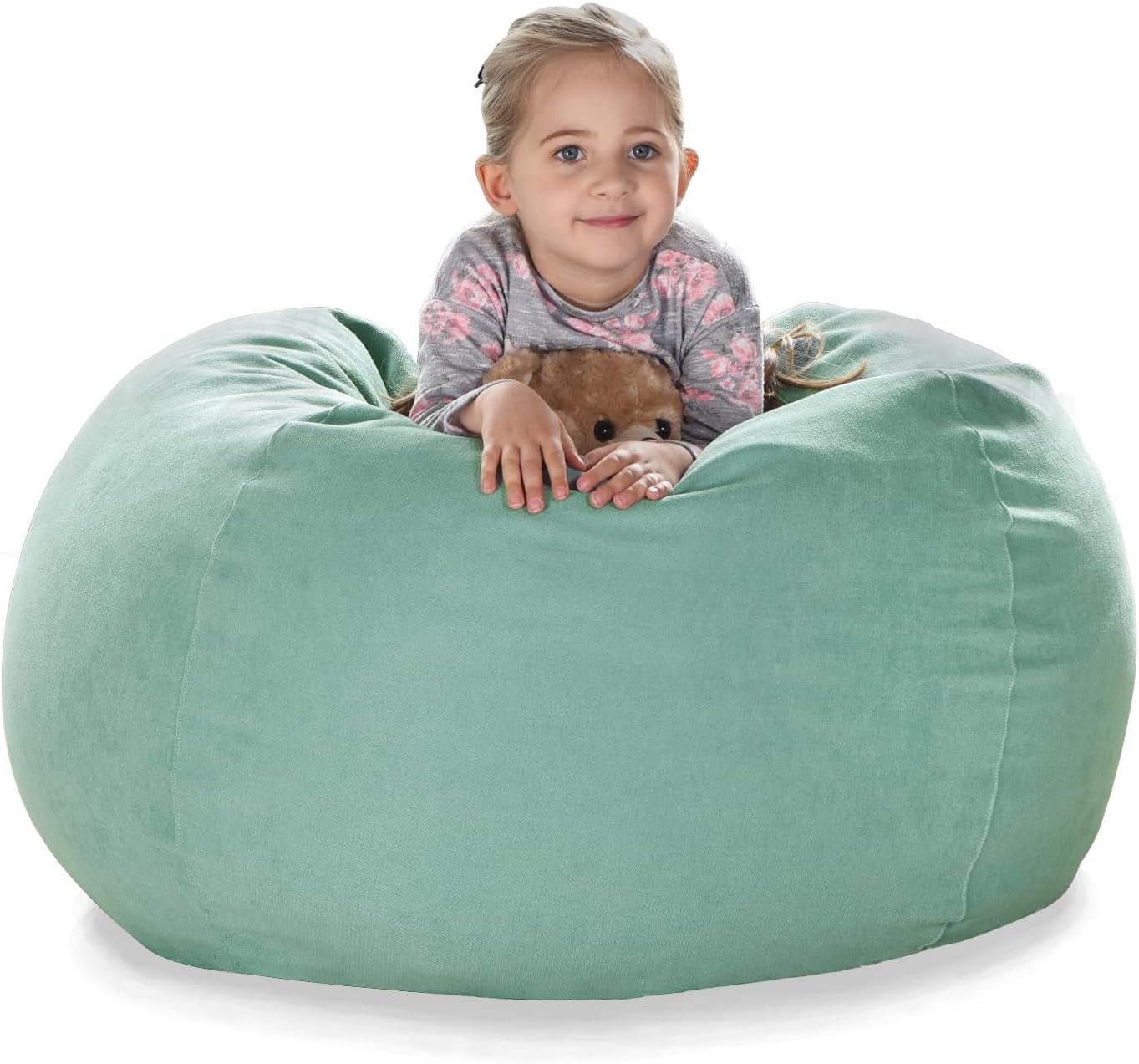 YuppieLife Stuffed Animals Bean Bag Chair Cover Candy-Colored Bean Bag（Just Cover, No Filling）/Extra Large Stuff ‘n Sit Organization/Toy Storage Bag/Kids Toys Organizer（27”,Mint Green）