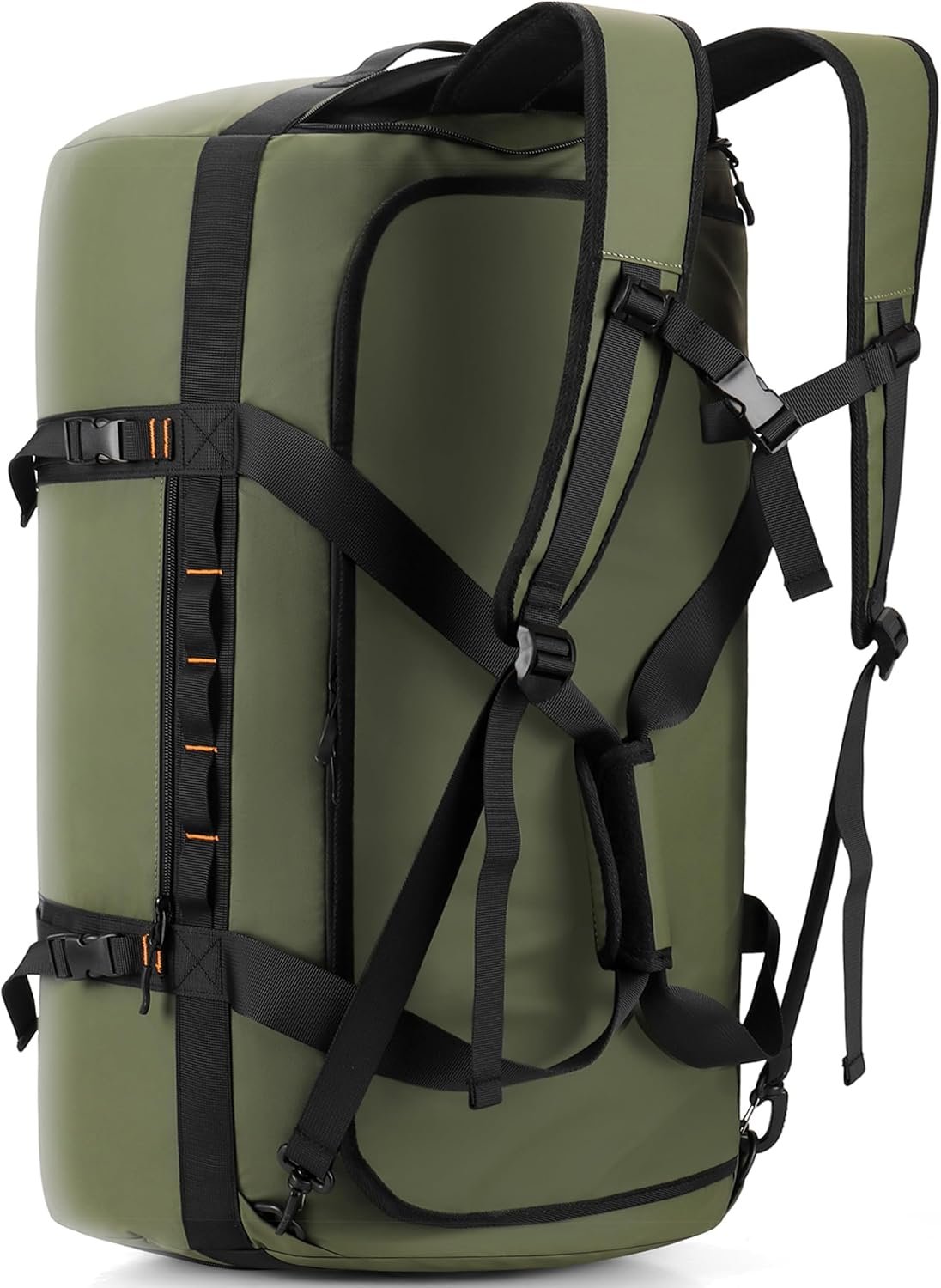 Hulongo Waterproof Duffel Bag Backpack for Men, Green, 60L