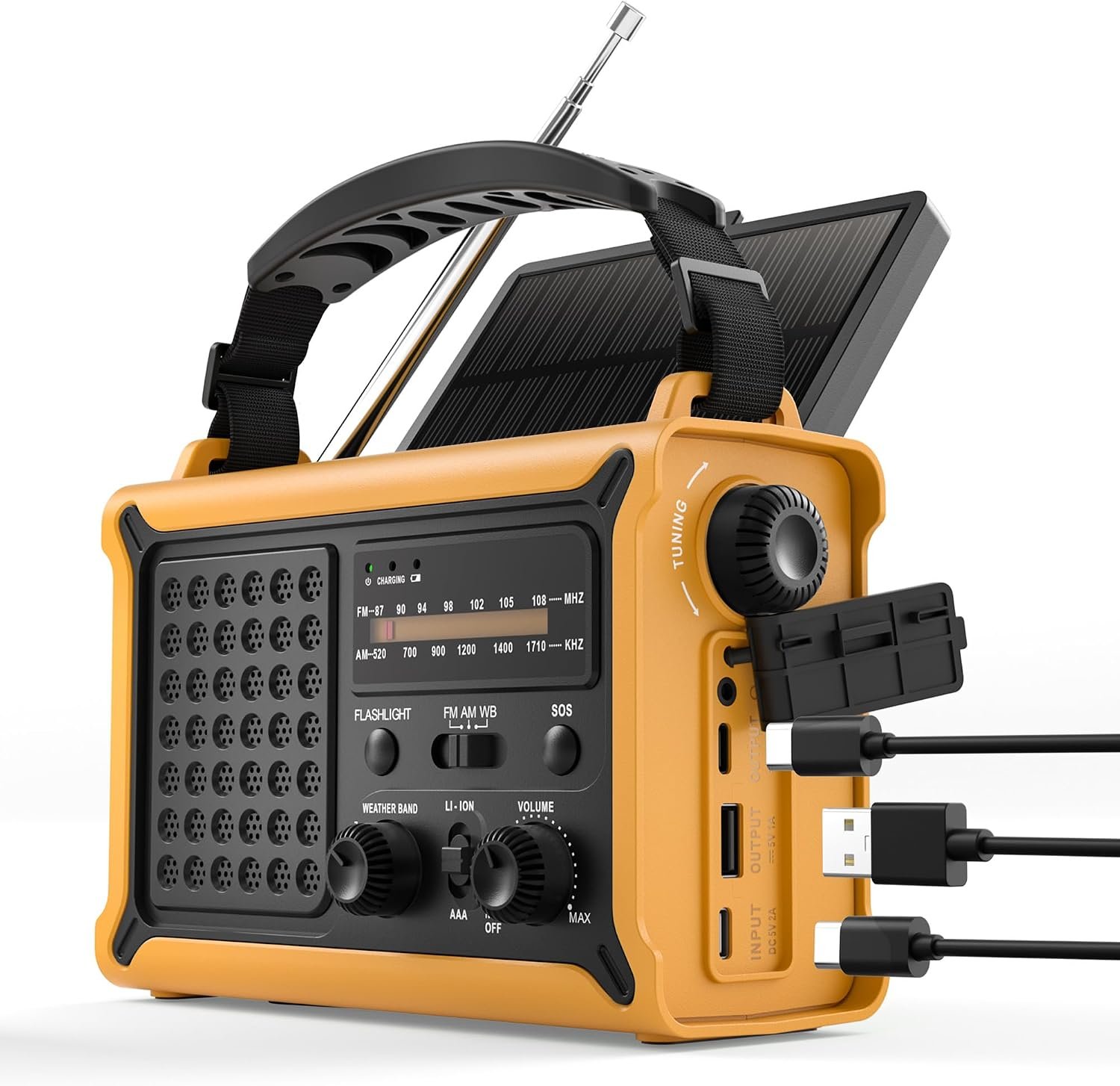 Emergency Radio with Hand Crank & Solar, NOAA Weather Band, AM/FM, 12000mAh