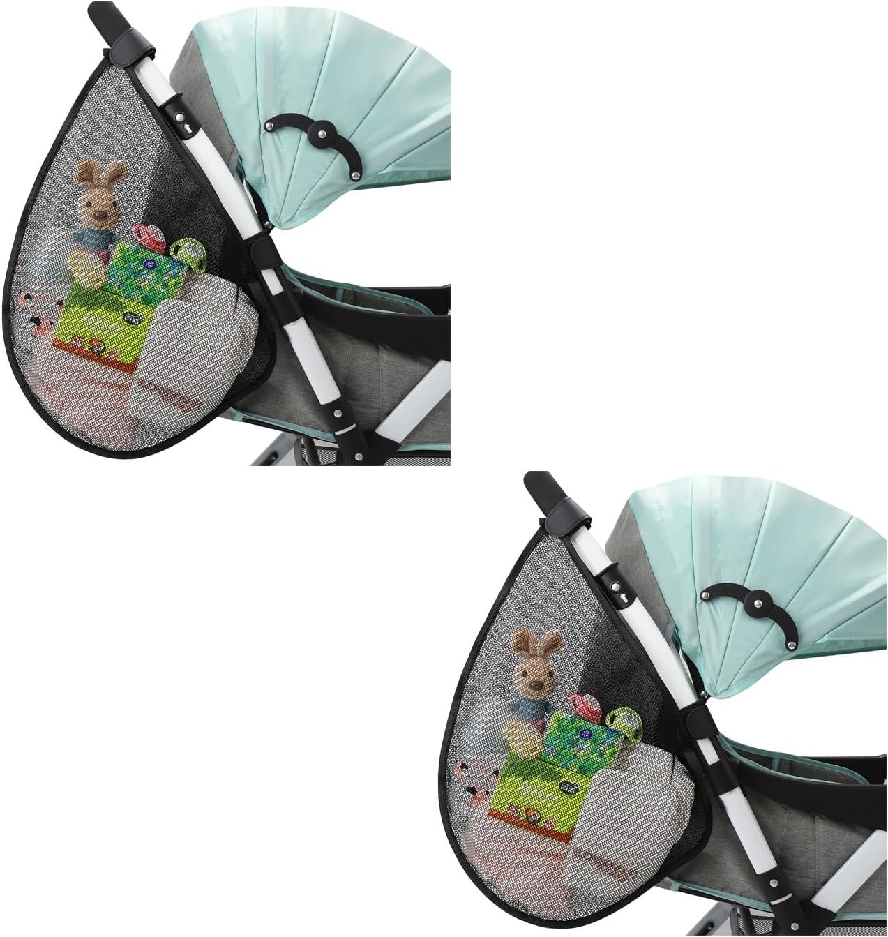 Accmor 2 Pack Universal Stroller Organizer, Side Sling Stroller Organizer, Mesh Cargo Net Stroller Storage Caddy, Stroller Bag Accessories Fits for Uppababy, Nuna, Baby Jogger, Britax, Doona Strollers
