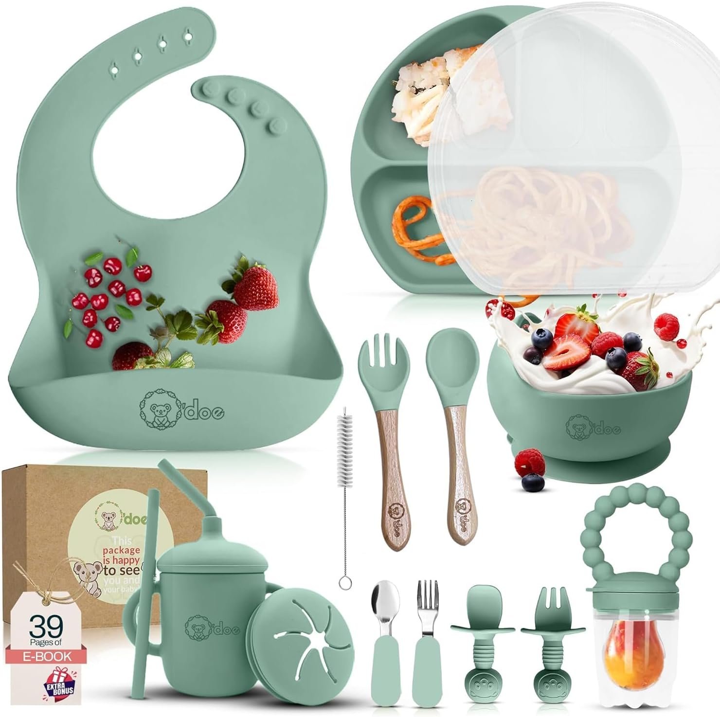 O’doe™ Silicone Baby Feeding Set, 17-Piece Baby Weaning Set BPA-Free