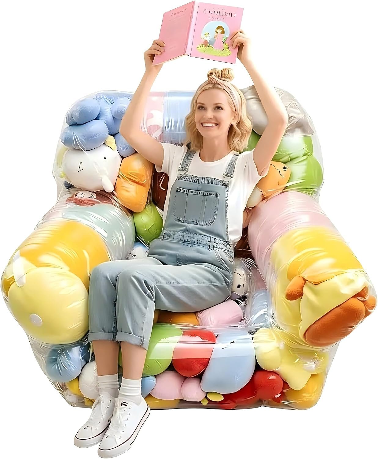 NTYNTY Clear Stuffed Animal Storage Bean Bag Chair Cover for Kids