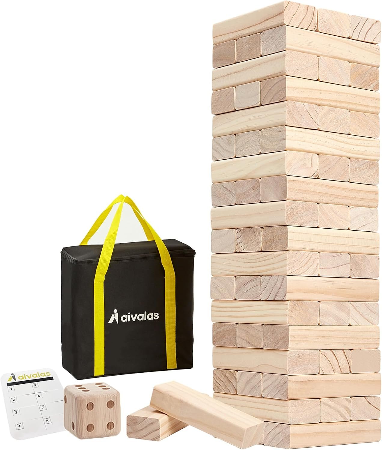 Aivalas Giant Tumble Tower 60 Blocks 5FT Indoor Outdoor Games for Family