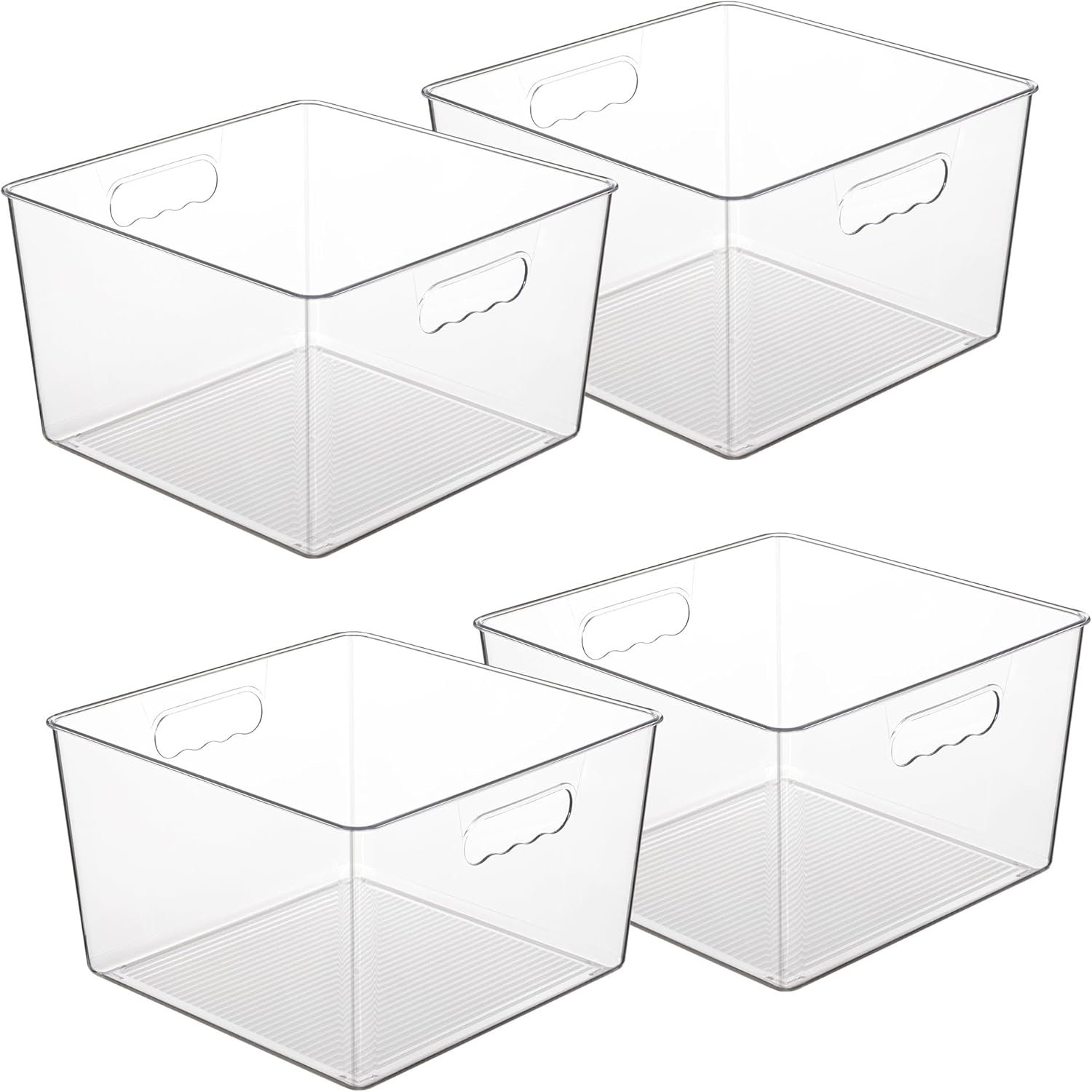 Vtopmart 4 Pack Extra Large Clear Storage Bins, 11×11 Cube Organizer