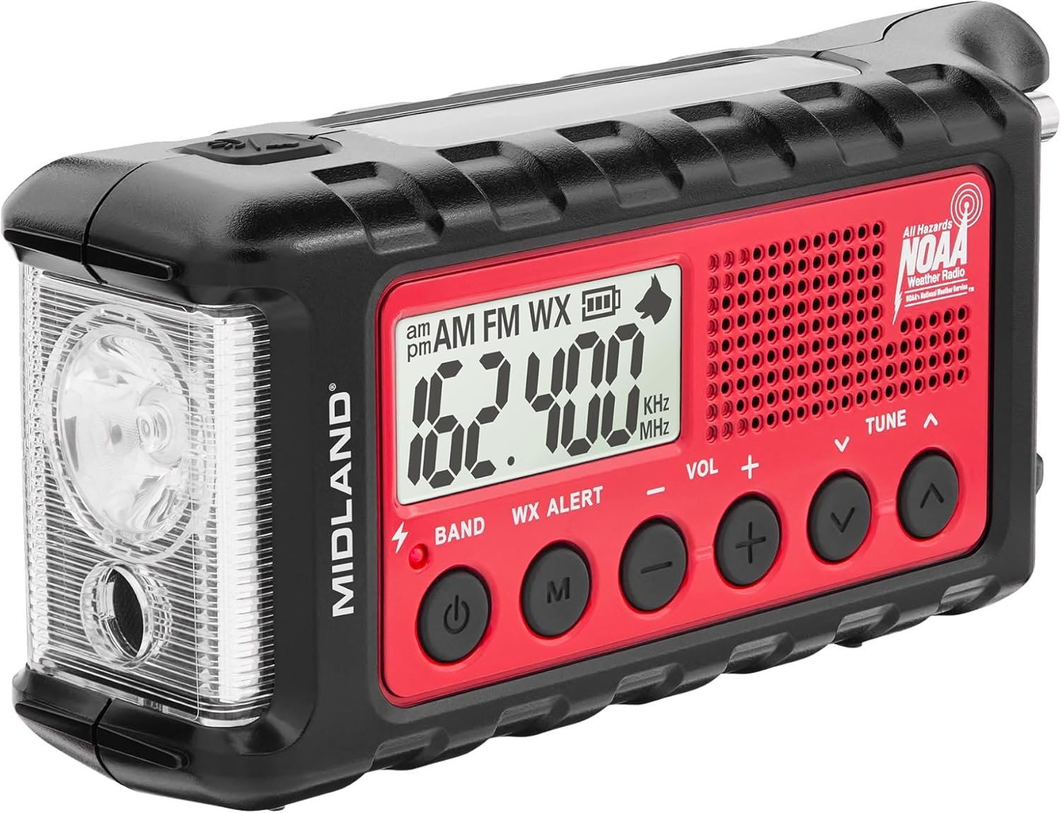Midland – ER310, Emergency Crank Weather AM/FM Radio – Red/Black