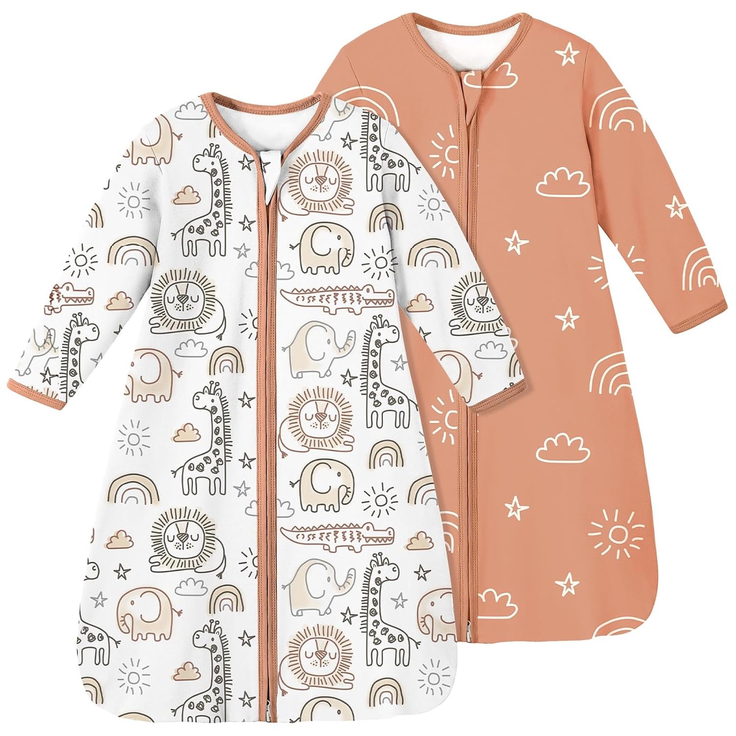 Yoofoss Baby Sleep Sack 6-9 Months 100% Organic Cotton Long Sleeve Wearable Blanket Baby 2-Way Zipper 0.5 Tog Newborn Sleeping Sack, Lightweight