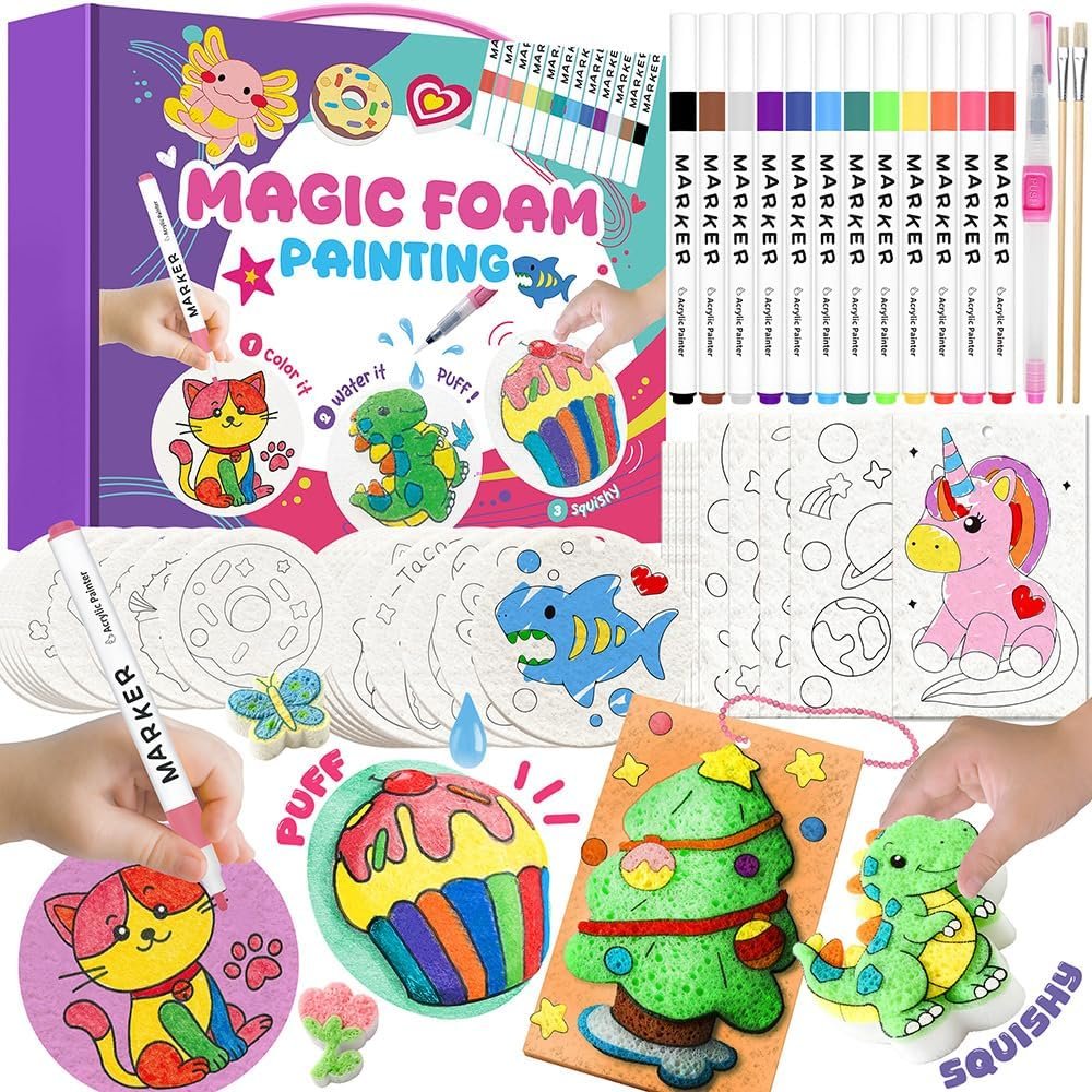 Cocostar Magic Foam Texture Painting Kit, Arts and Crafts for Kids 4-6