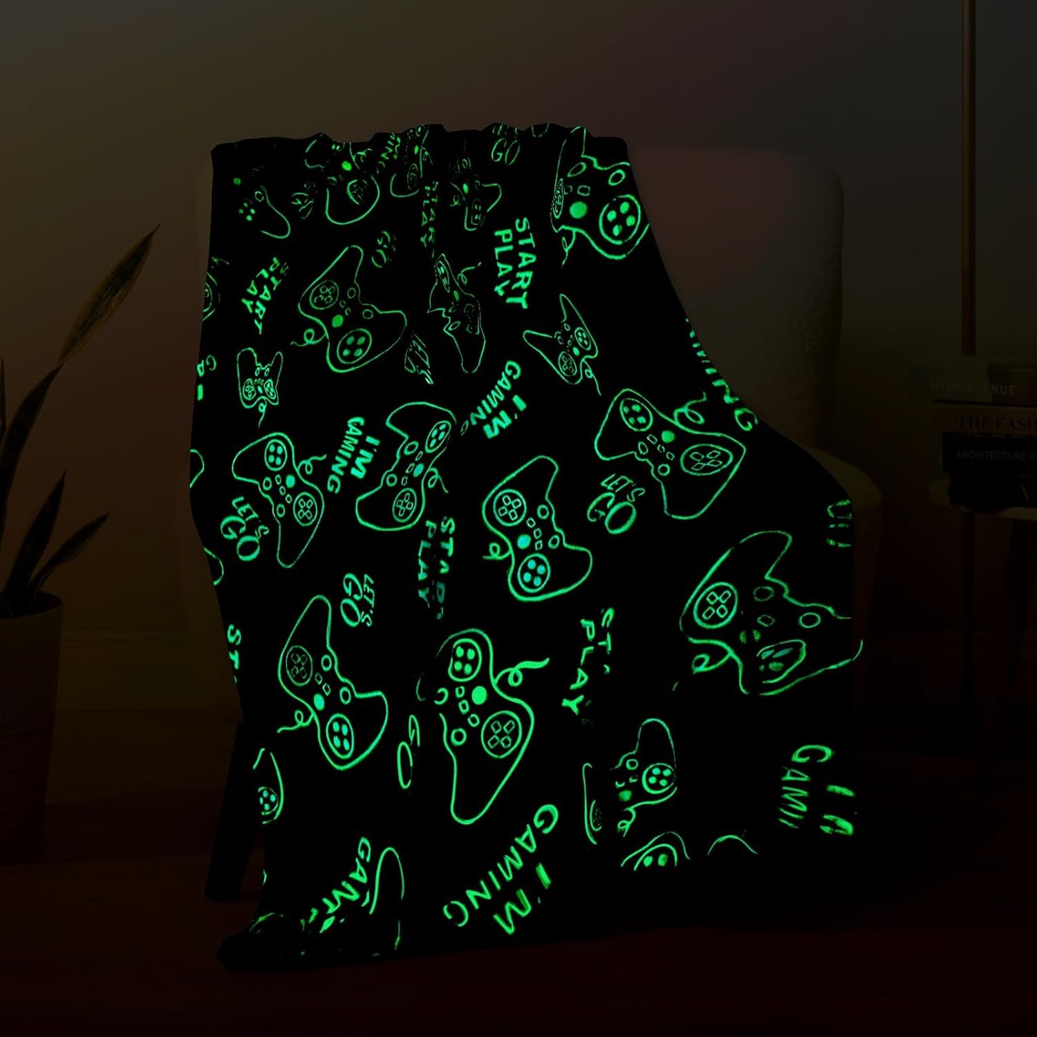 Gaming Gamer Glow in The Dark Blanket for Boys Kids Girls Throw 50″x60″