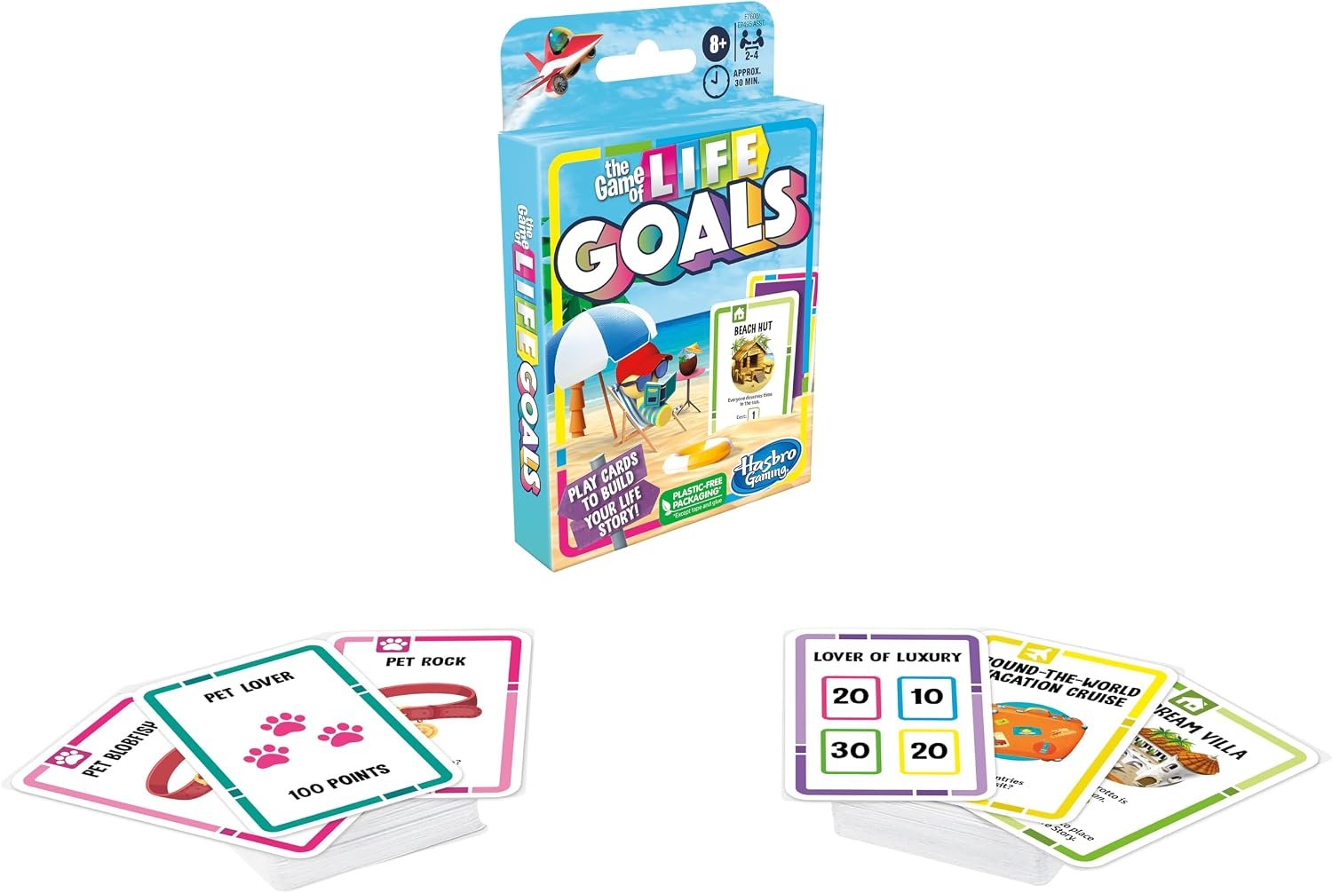 Hasbro Gaming The Game of Life Goals Card & Quick-Playing Family Game, 2-4 Players, Fun Summer Activities, Vacation Travel Essentials, Ages 8+