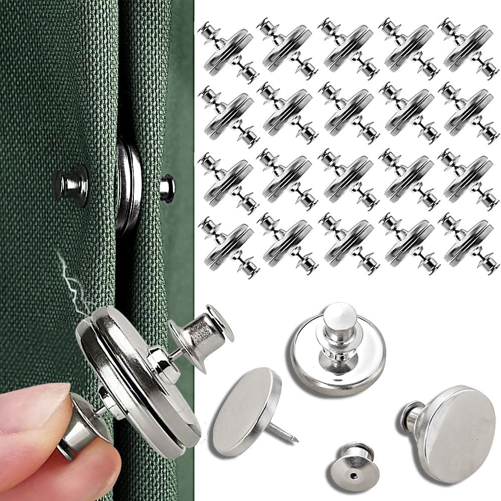 20 Pairs Magnetic Curtain Clips,Double Sided Magnetic Suction Curtain Magnets Closure Prevent Light Leaking Keep Curtain Closed for Home Bedroom Office Curtain Draperies(Sliver)