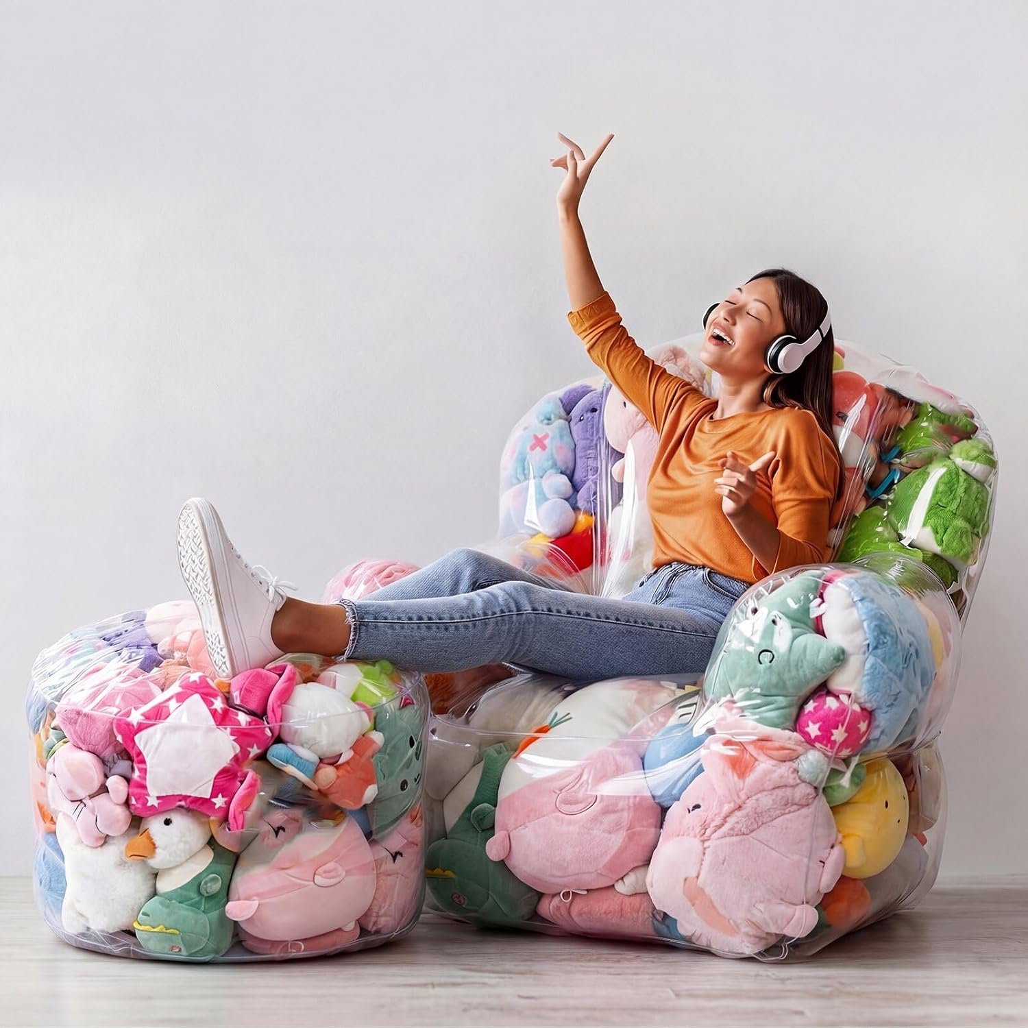 Batiyeer 2 Pcs Stuffed Animal Chair, Classic, 39×37×35″, 21x21x13″