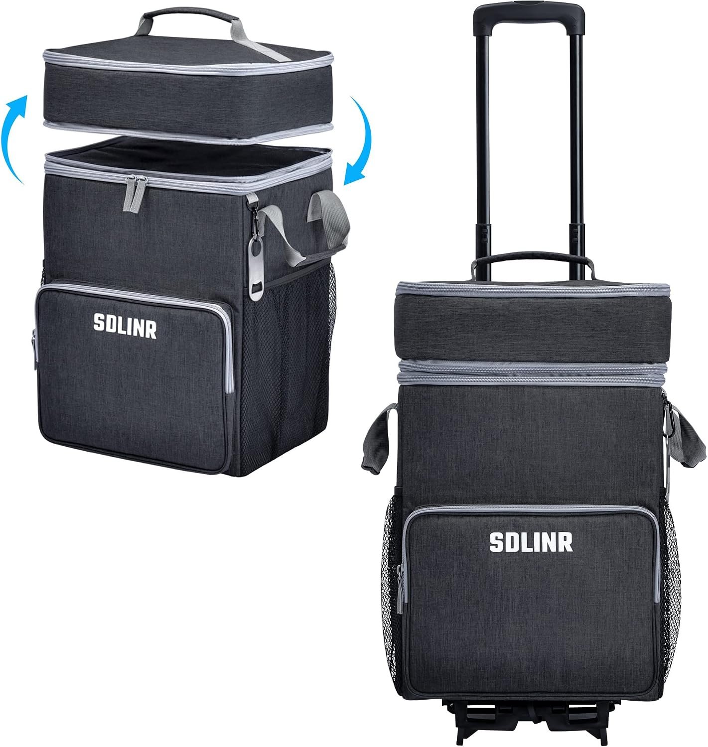 SDLINR Collapsible Cooler with Wheels, Rolling Cooler Bag for Beach Travel