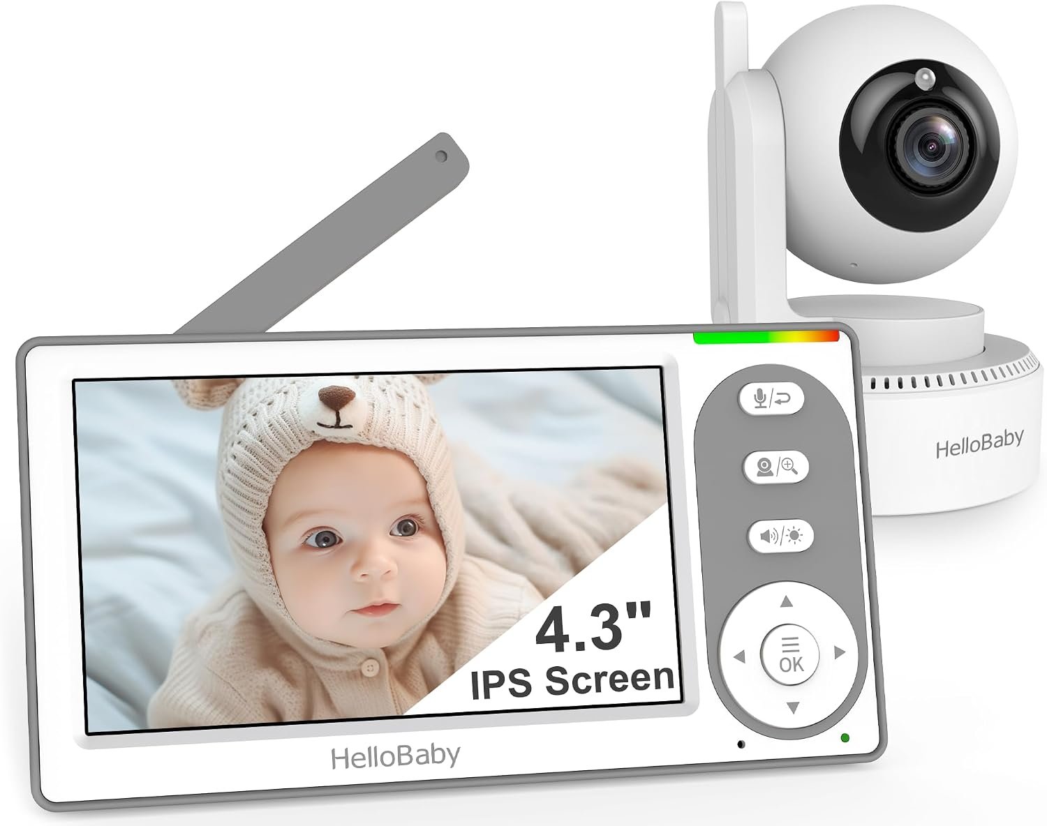 HelloBaby 4.3” Video Baby Monitor No WiFi, 30 Hours Battery