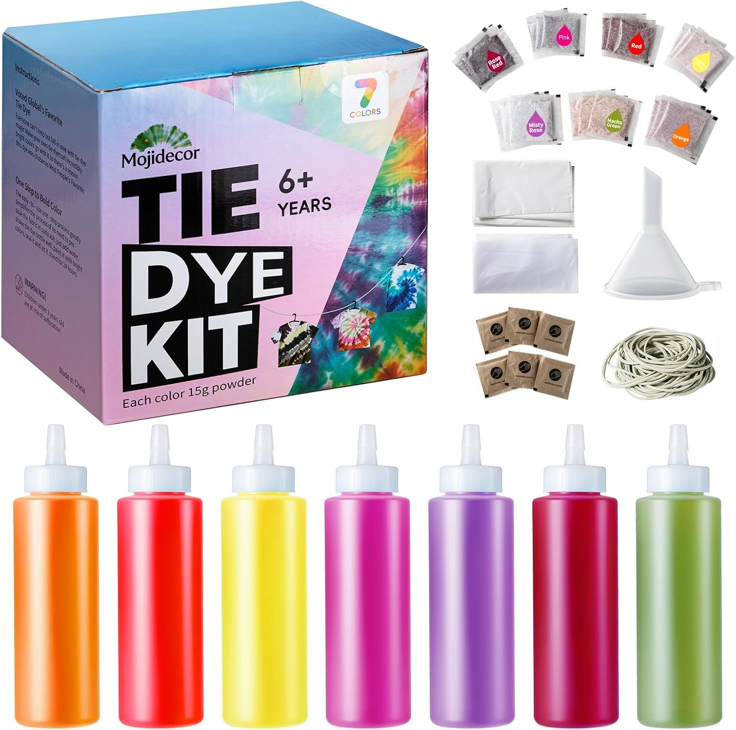 Tie Dye Kit – 7 Pastel Shades All in One Tie Dye Kits for Adults & Kids, Including 21 Dye Packets, Bottles, Gloves, Aprons, Rubber Bands – Fabric DIY Art for Clothing, Party Kit & Craft Supplies
